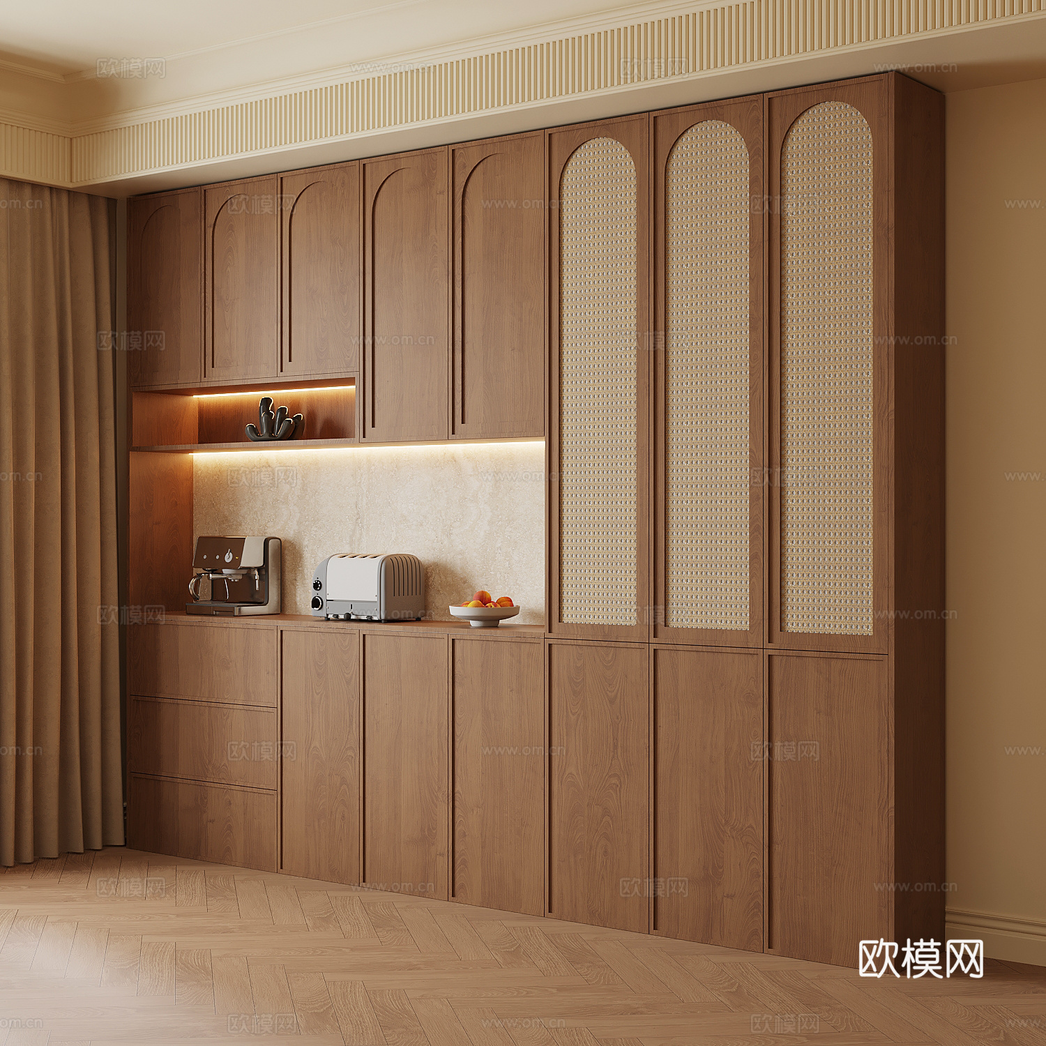 中古风餐边柜su模型