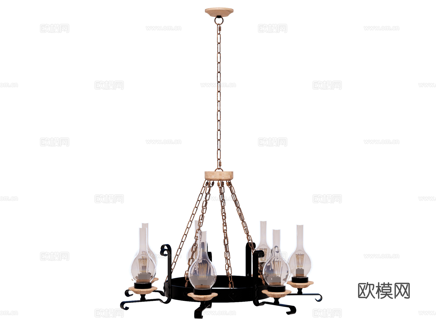 复古 吊灯 金属吊灯 玻璃吊灯 装饰灯具su模型