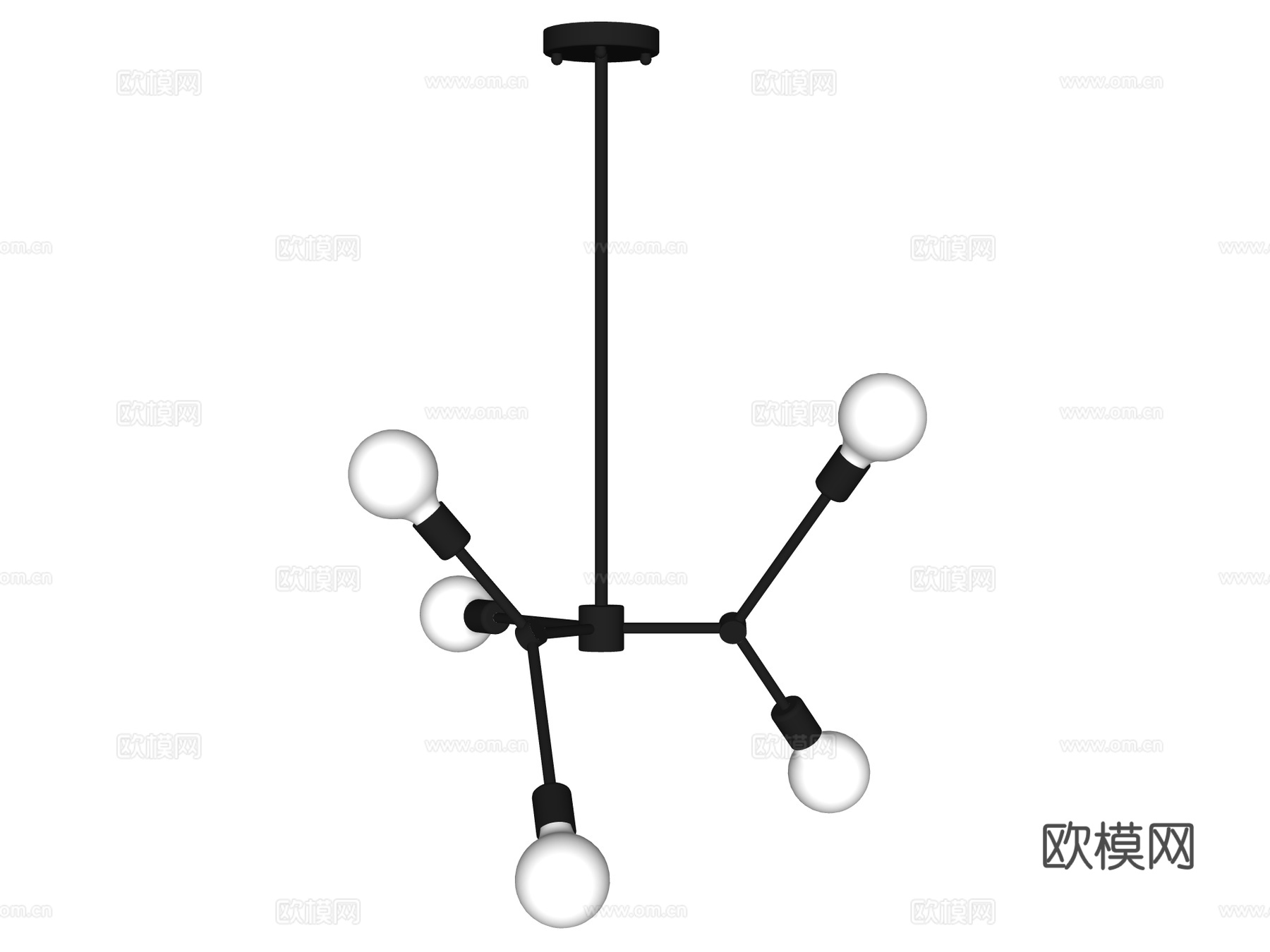 吊灯 金属吊灯 装饰灯具su模型下载（渲染图2）