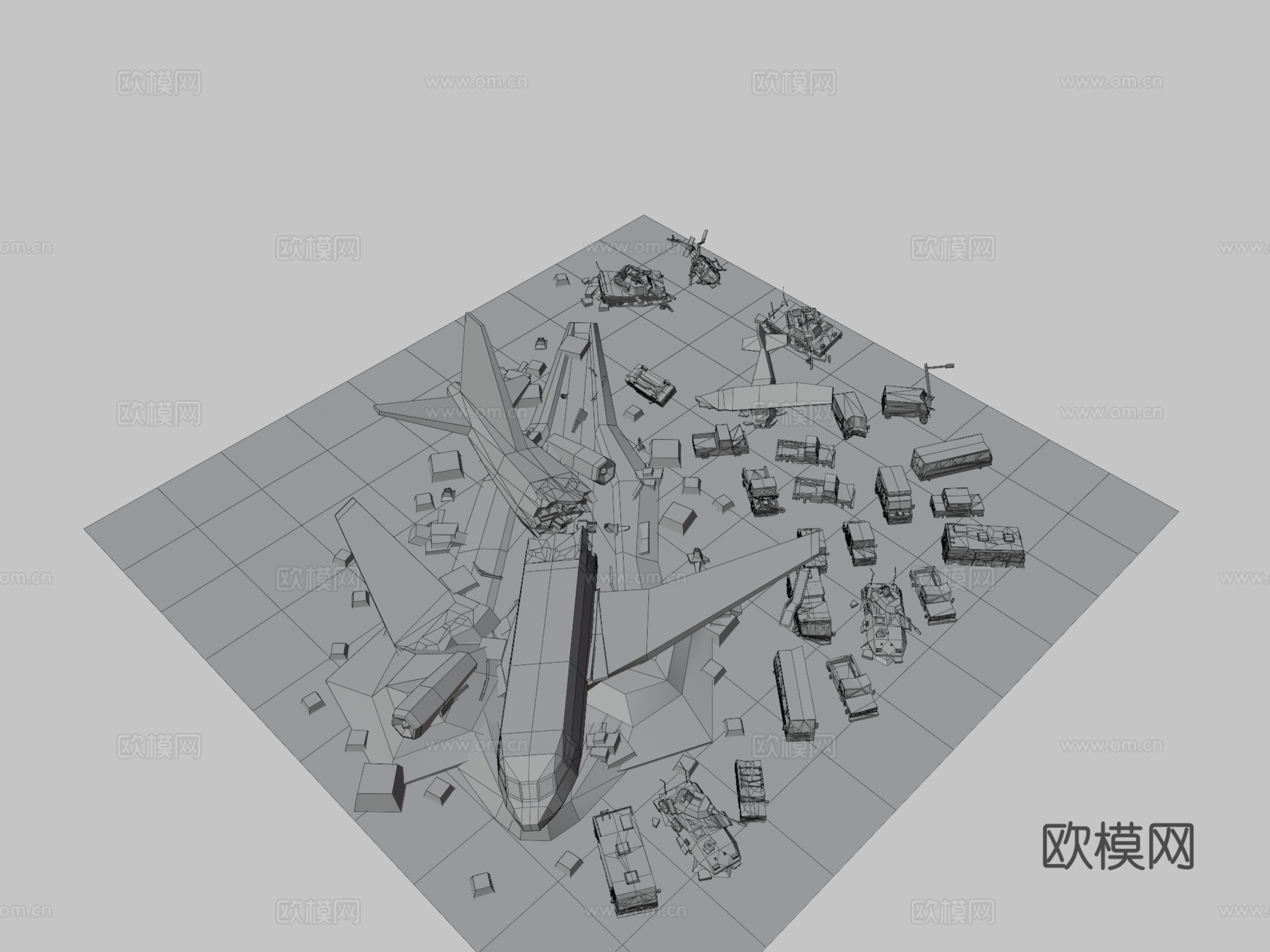 简易末世  受损车辆3d模型下载（渲染图3）