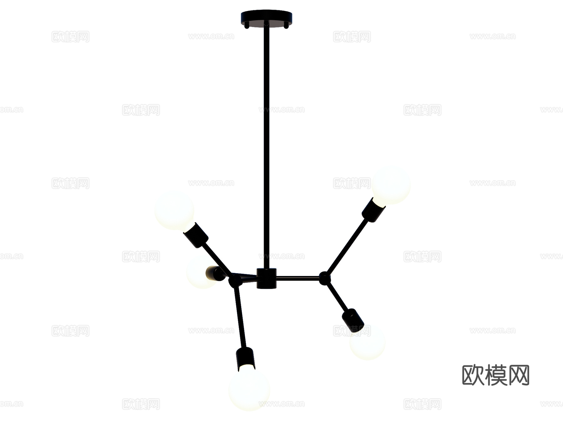 吊灯 金属吊灯 装饰灯具su模型下载（渲染图1）