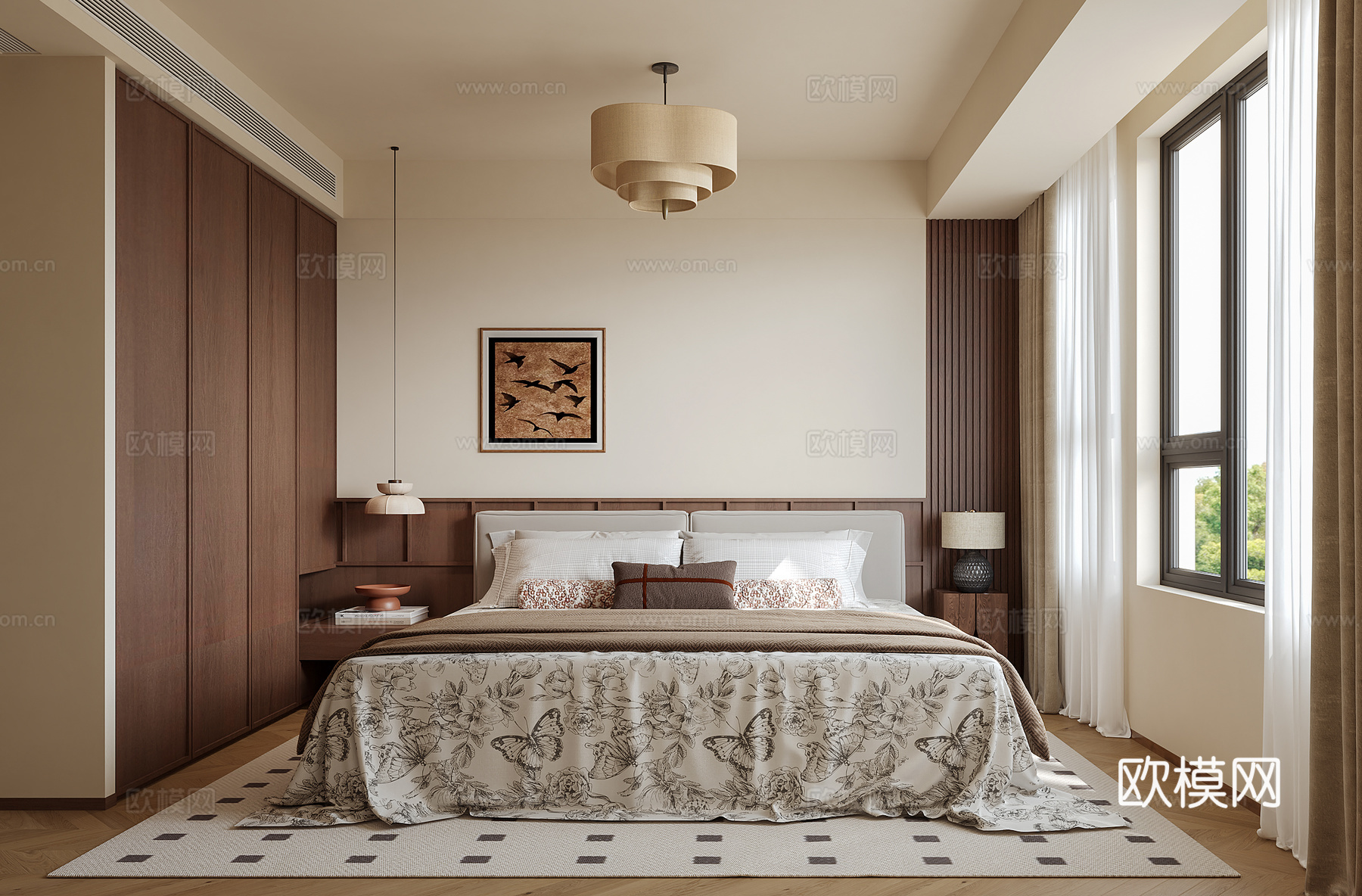 中古风卧室su模型
