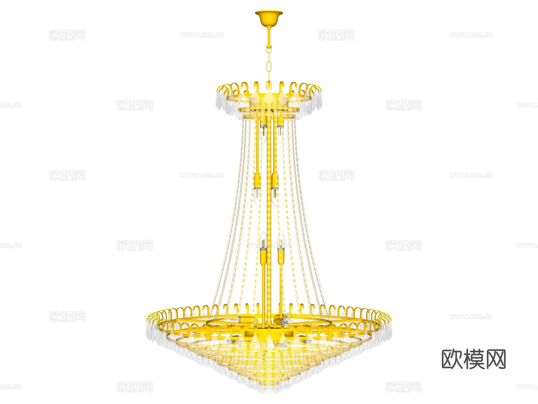 吊灯 水晶吊灯 金属吊灯 装饰灯具su模型下载（渲染图2）