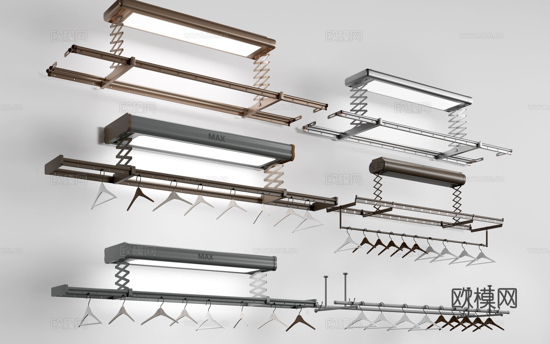 现代电动晾衣架 折叠晾衣架su模型