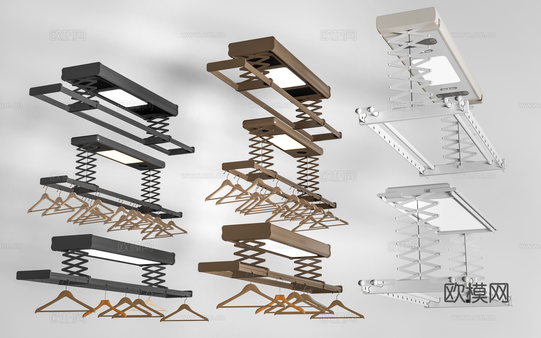 现代电动晾衣架 折叠晾衣架su模型