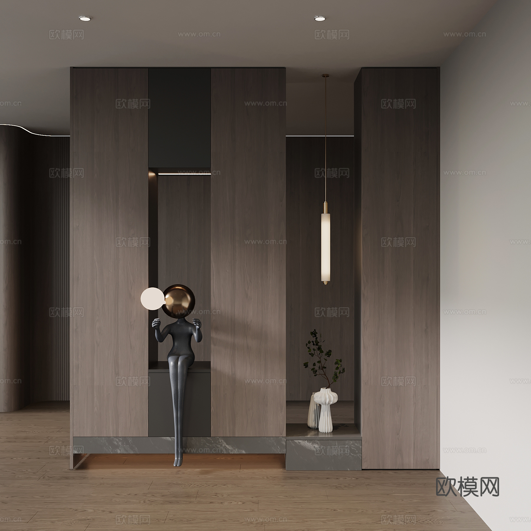 现代意式玄关 隔断su模型