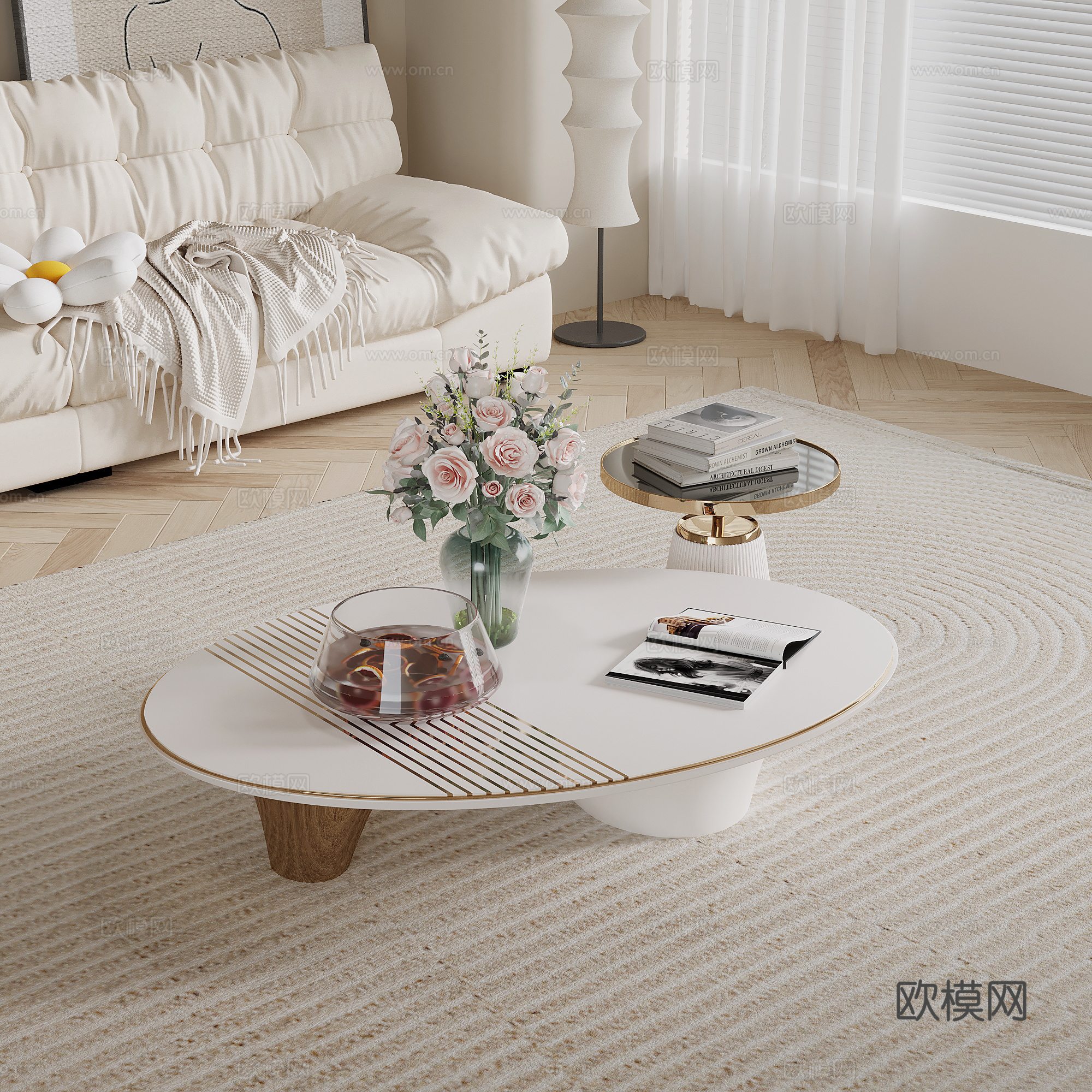 现代简约茶几 组合茶几 子母几su模型