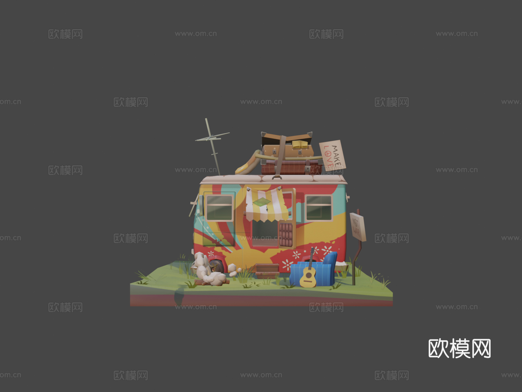 嬉皮士营地3d模型下载（渲染图6）