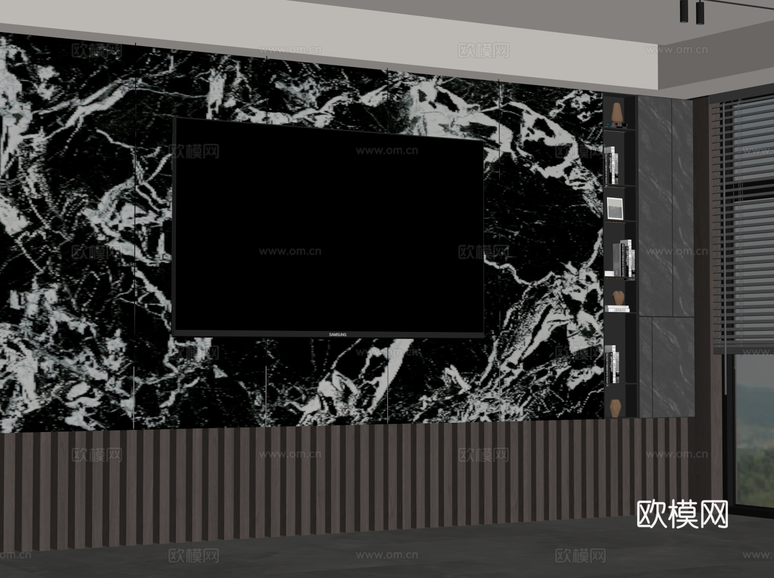 现代意式背景墙 电视背景墙su模型