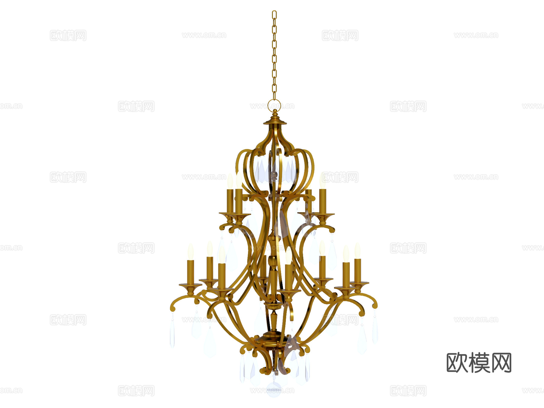 吊灯 水晶吊灯 金属吊灯 装饰灯具su模型下载（渲染图2）