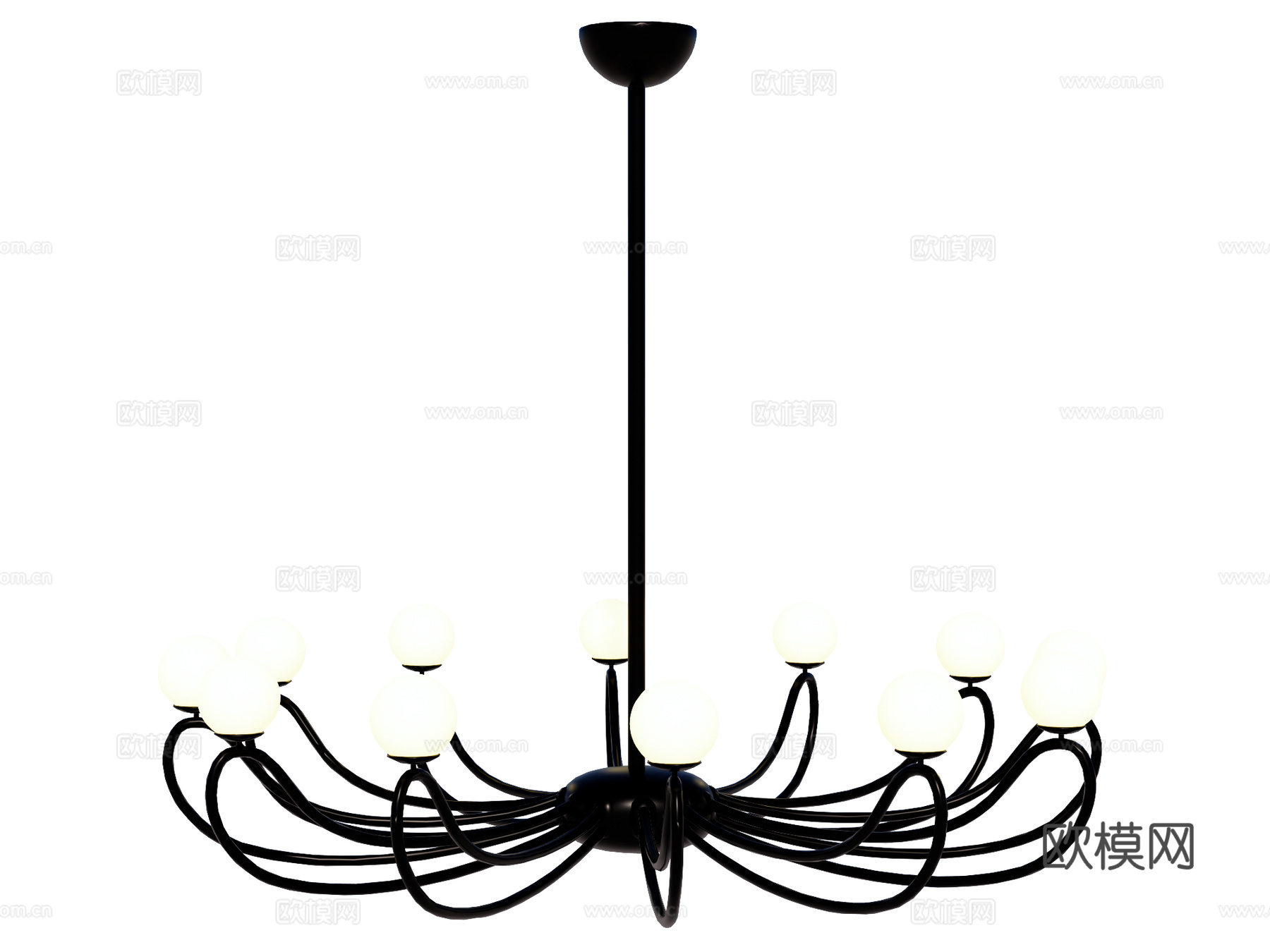 吊灯 金属吊灯 装饰灯具su模型下载（渲染图1）