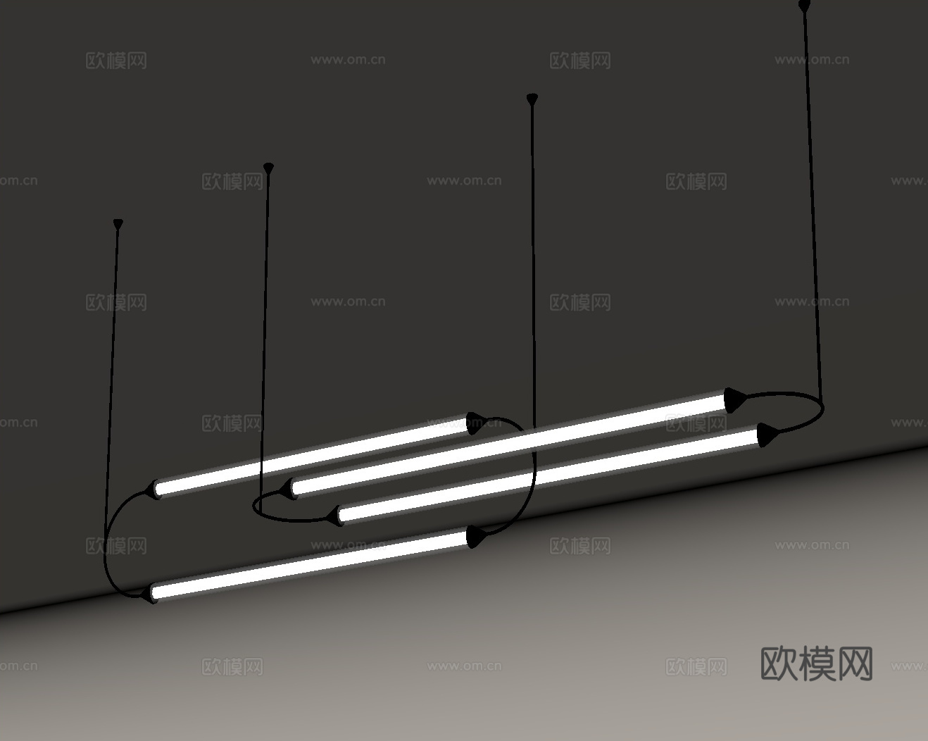 现代意式吊灯 长条吊灯 餐厅吊灯su模型