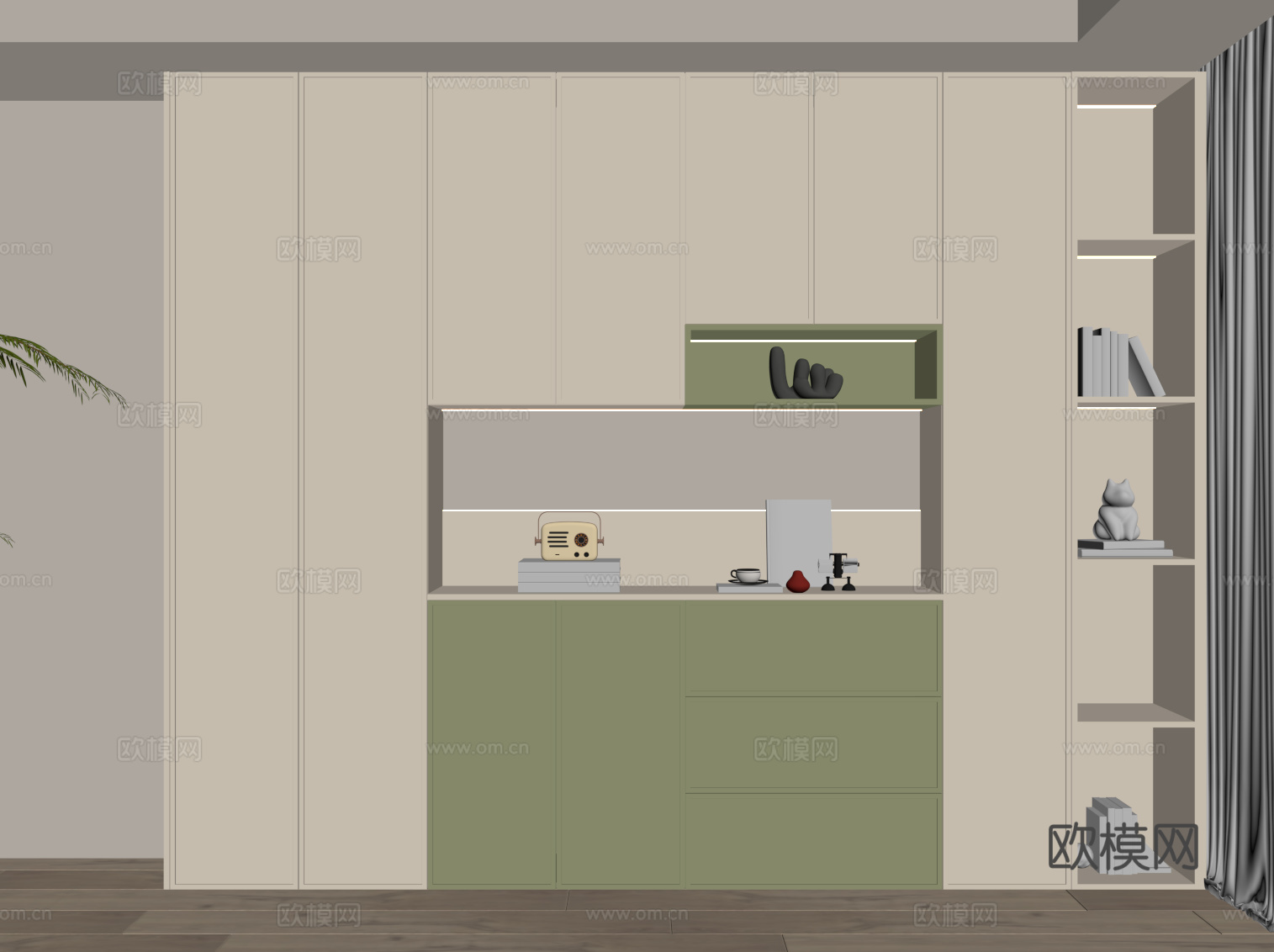 法式奶油风置物柜su模型