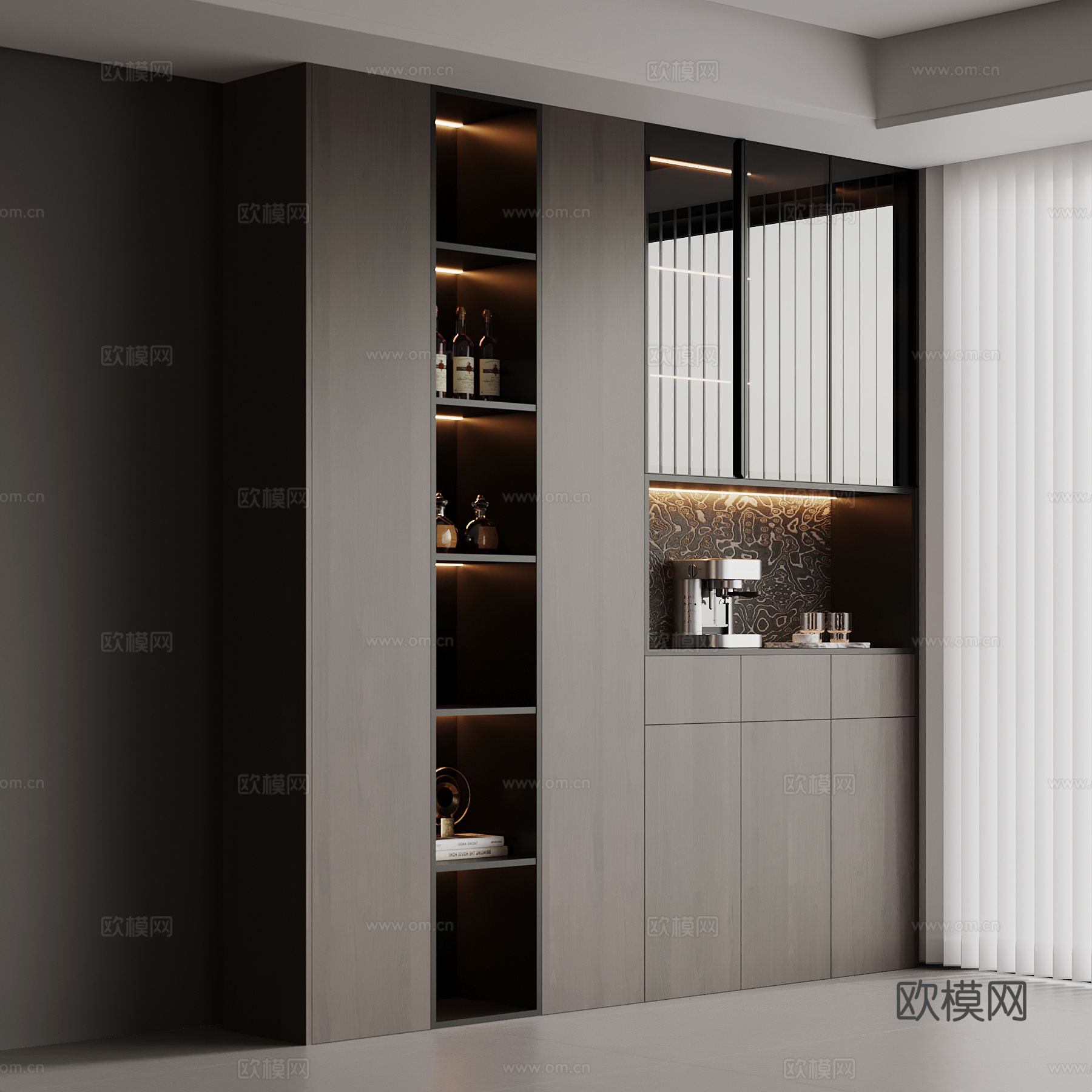 意式餐边柜su模型