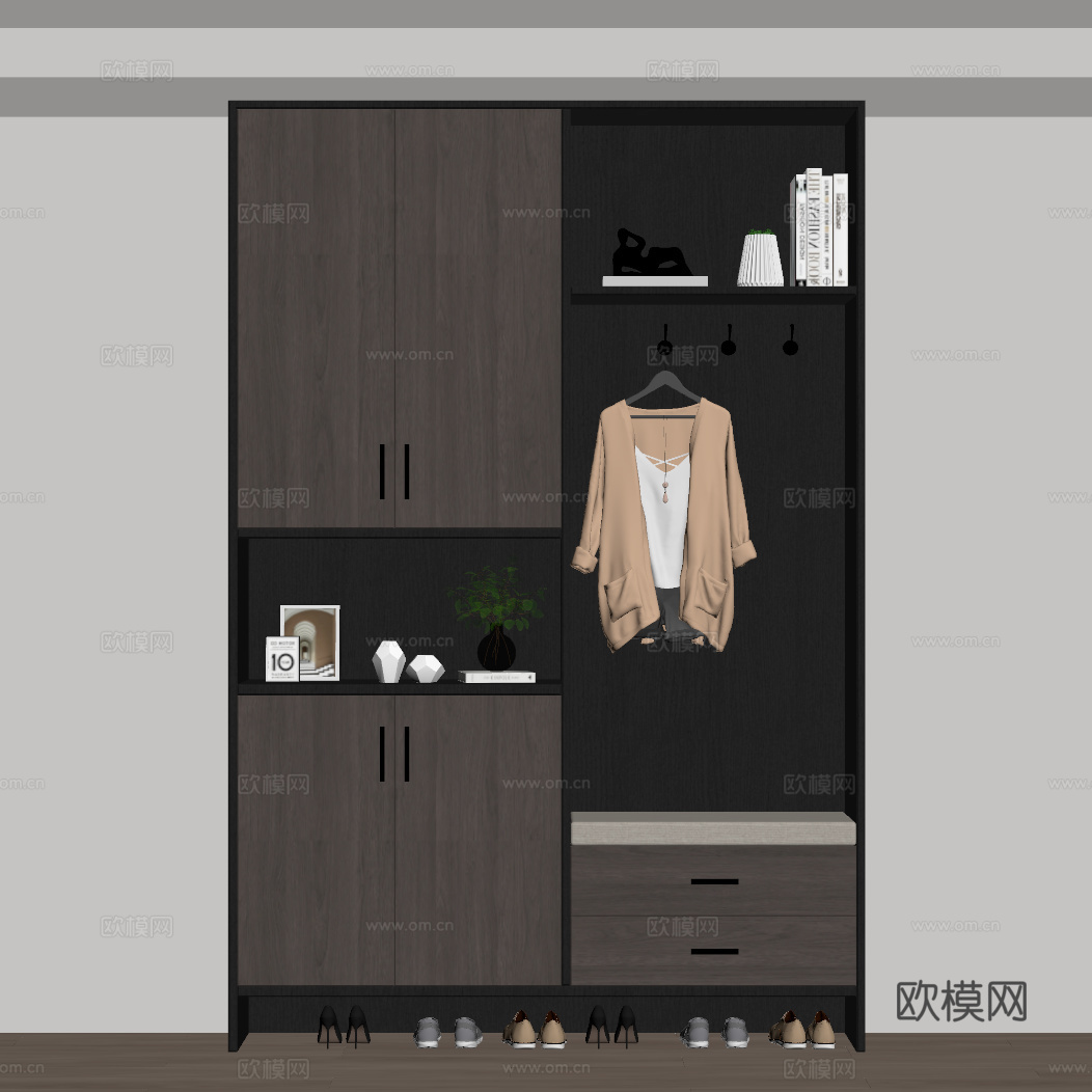 现代意式玄关柜 鞋柜su模型
