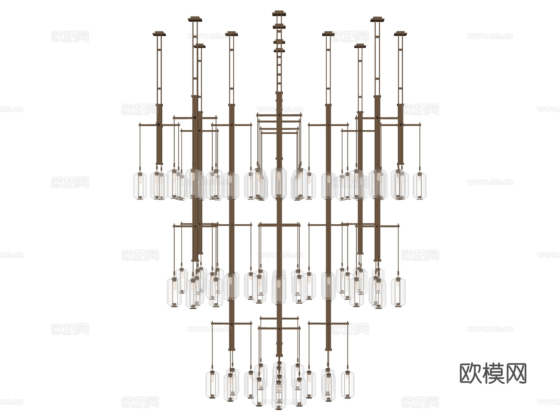 吊灯 金属吊灯 装饰灯具su模型下载（渲染图2）