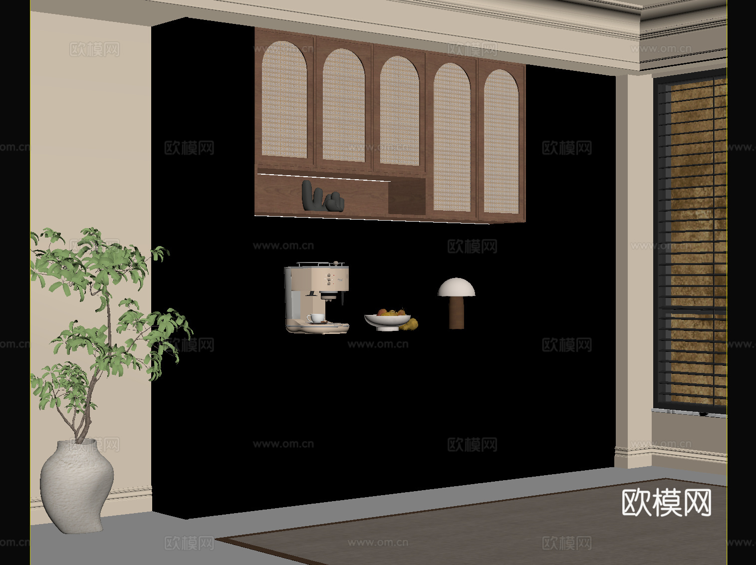 中古风餐边柜su模型