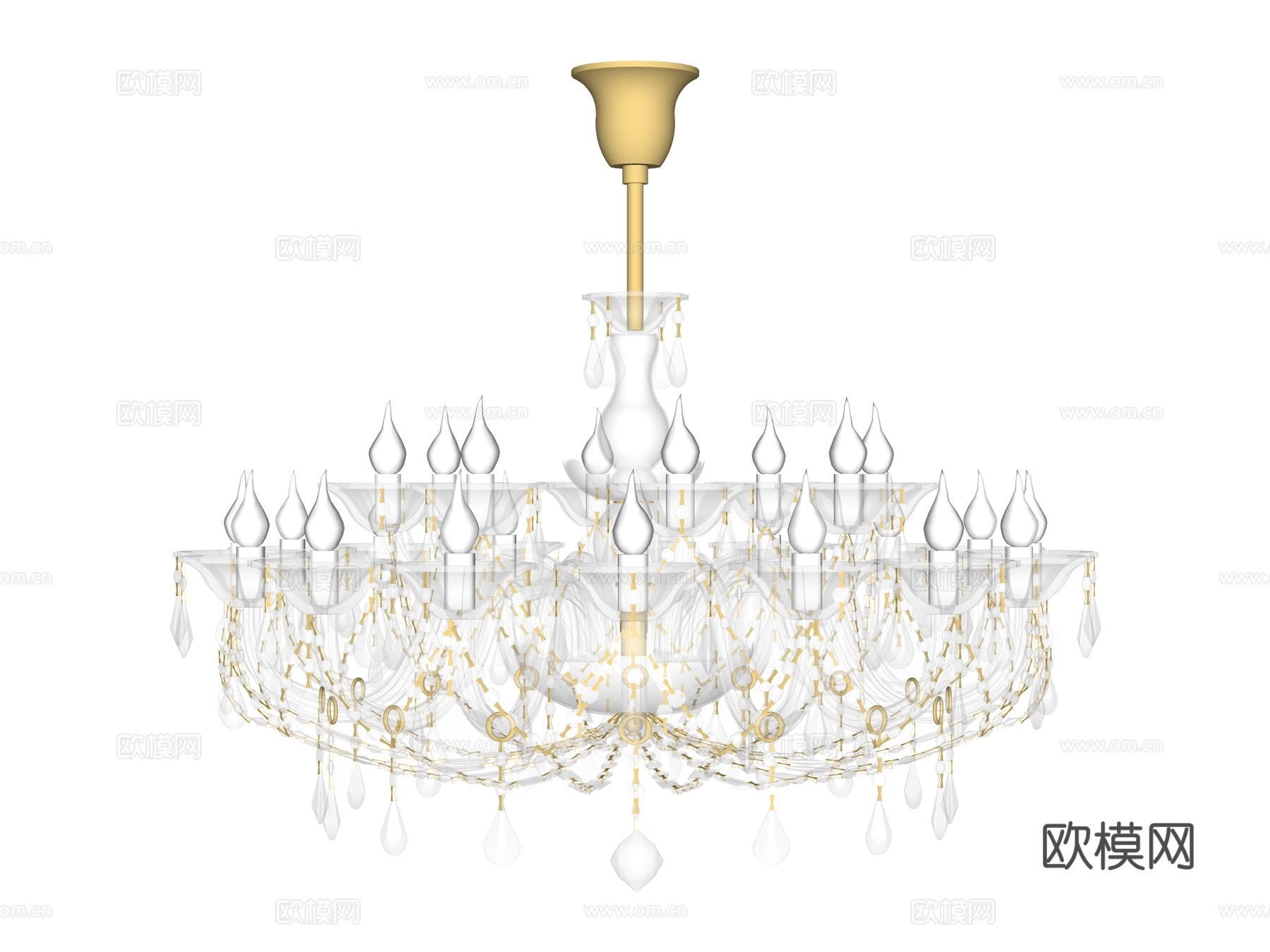吊灯 水晶吊灯 金属吊灯 装饰灯具su模型下载（渲染图2）