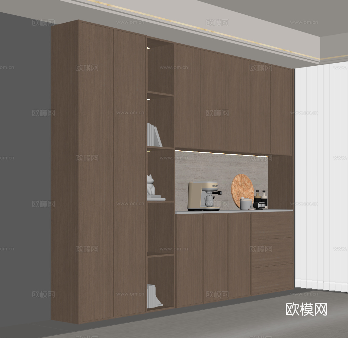 新中式餐边柜su模型