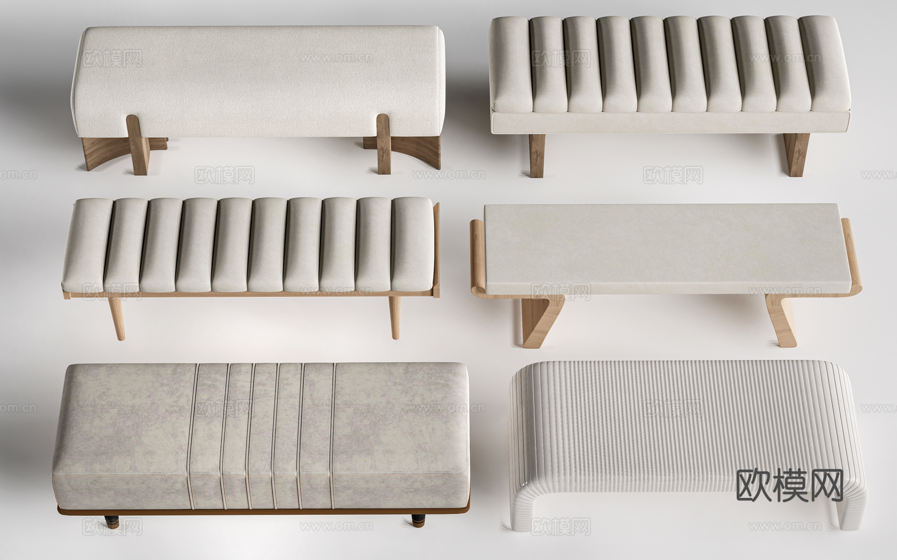 现代床尾凳 沙发凳su模型