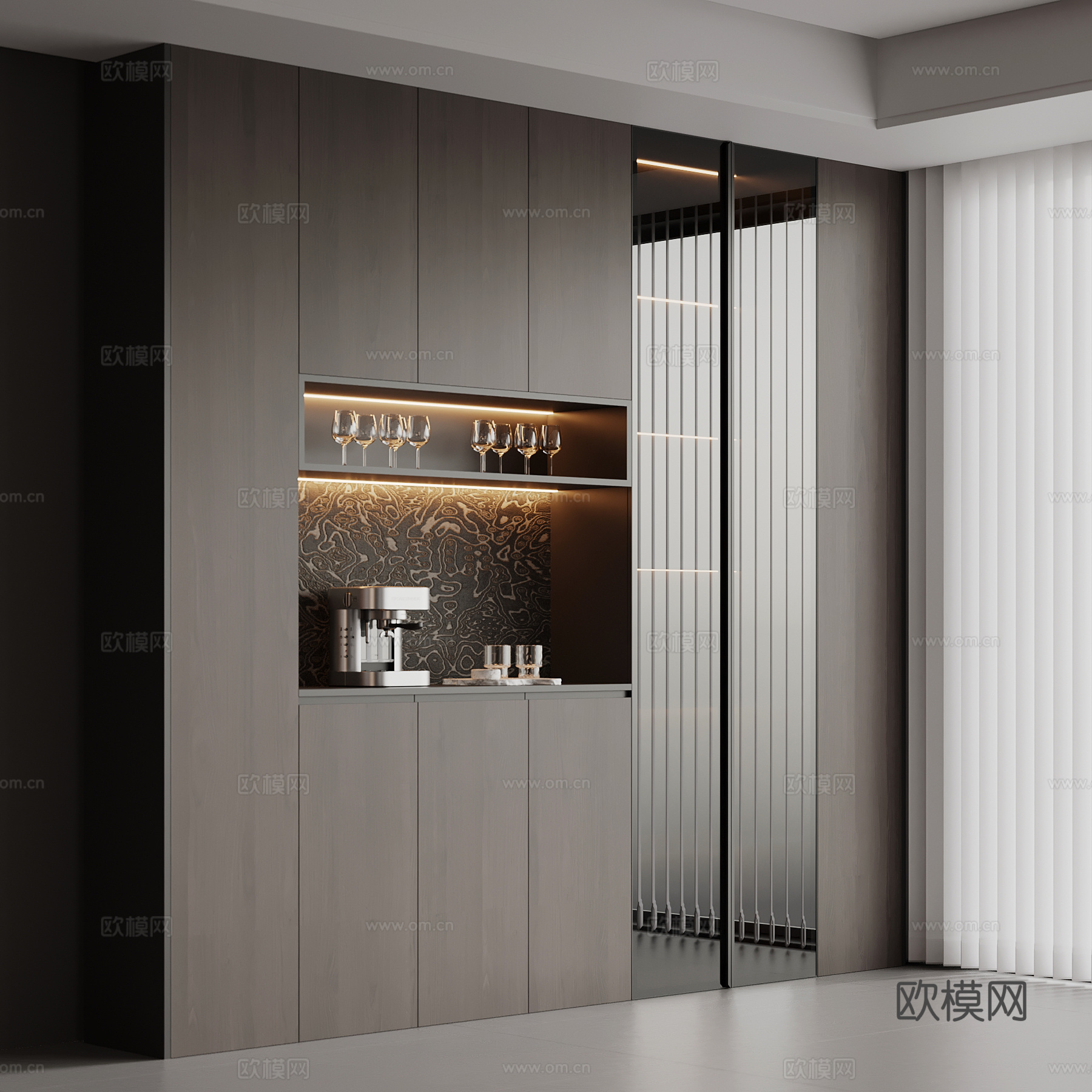 意式餐边柜su模型