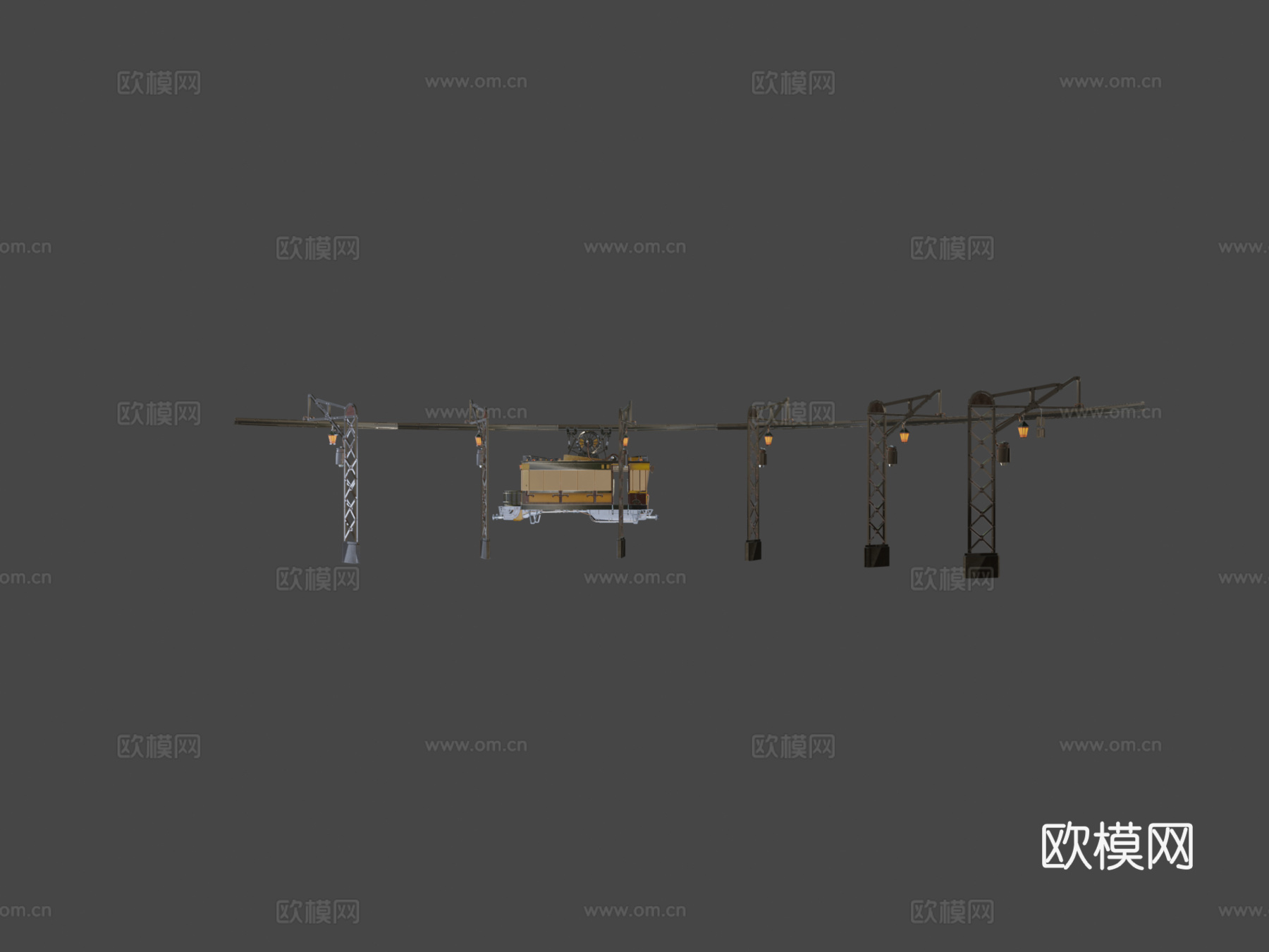 蒸汽朋克火车3d模型下载（渲染图6）