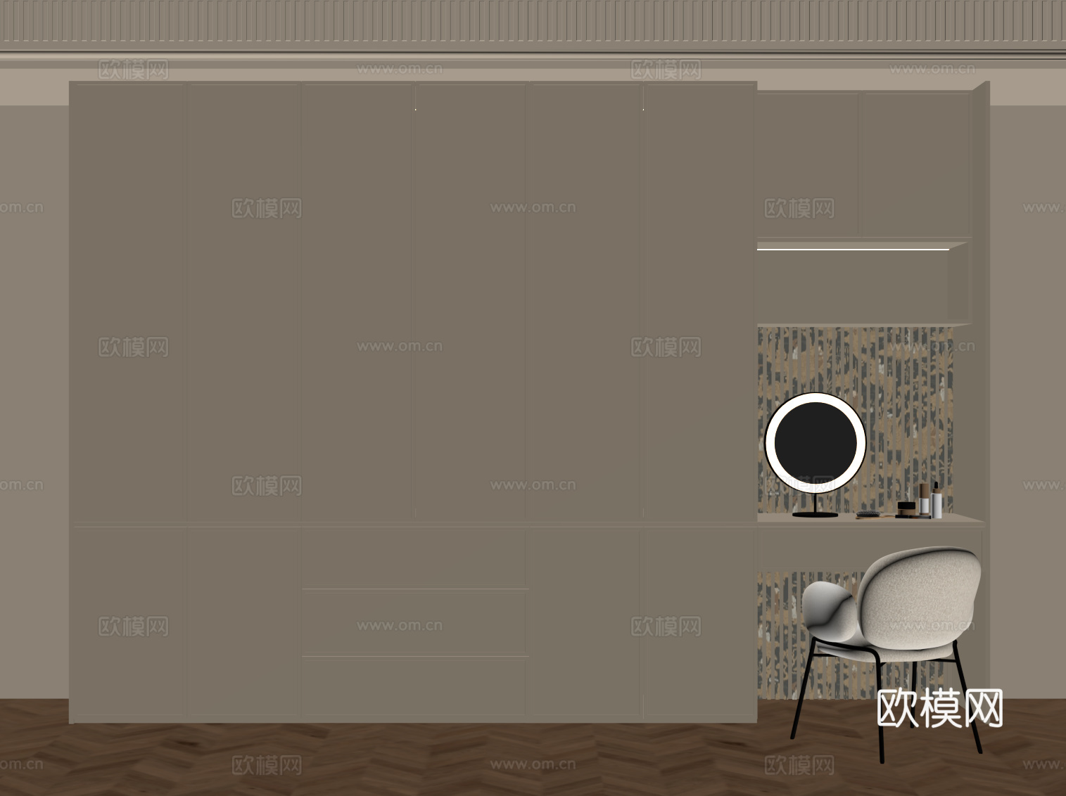 法式奶油风书柜su模型