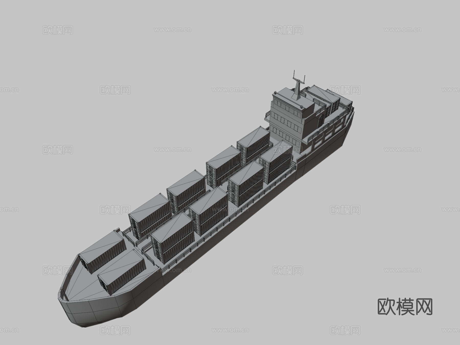 小型货船3d模型下载（渲染图3）