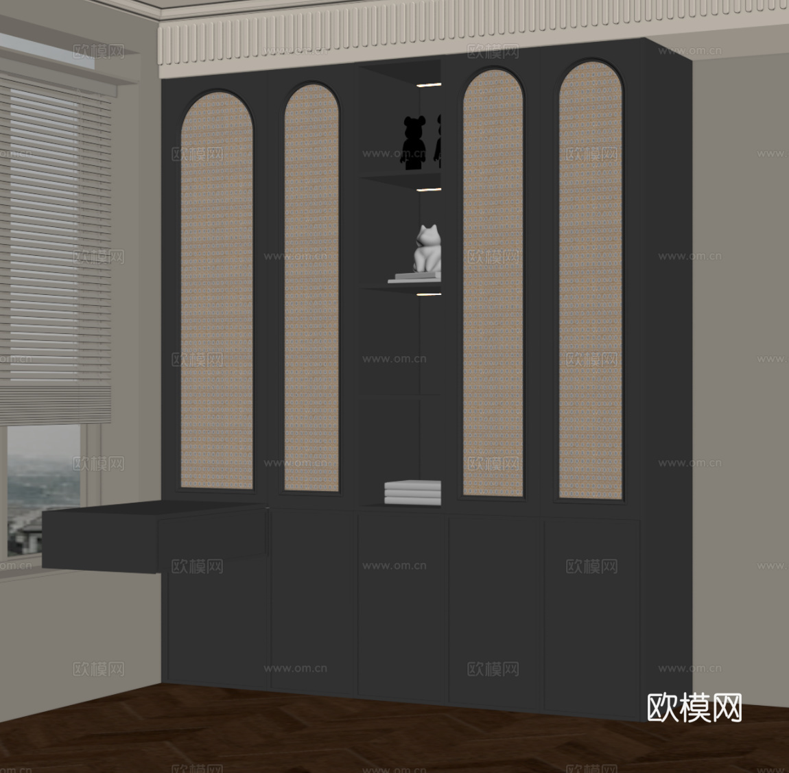 法式书柜su模型