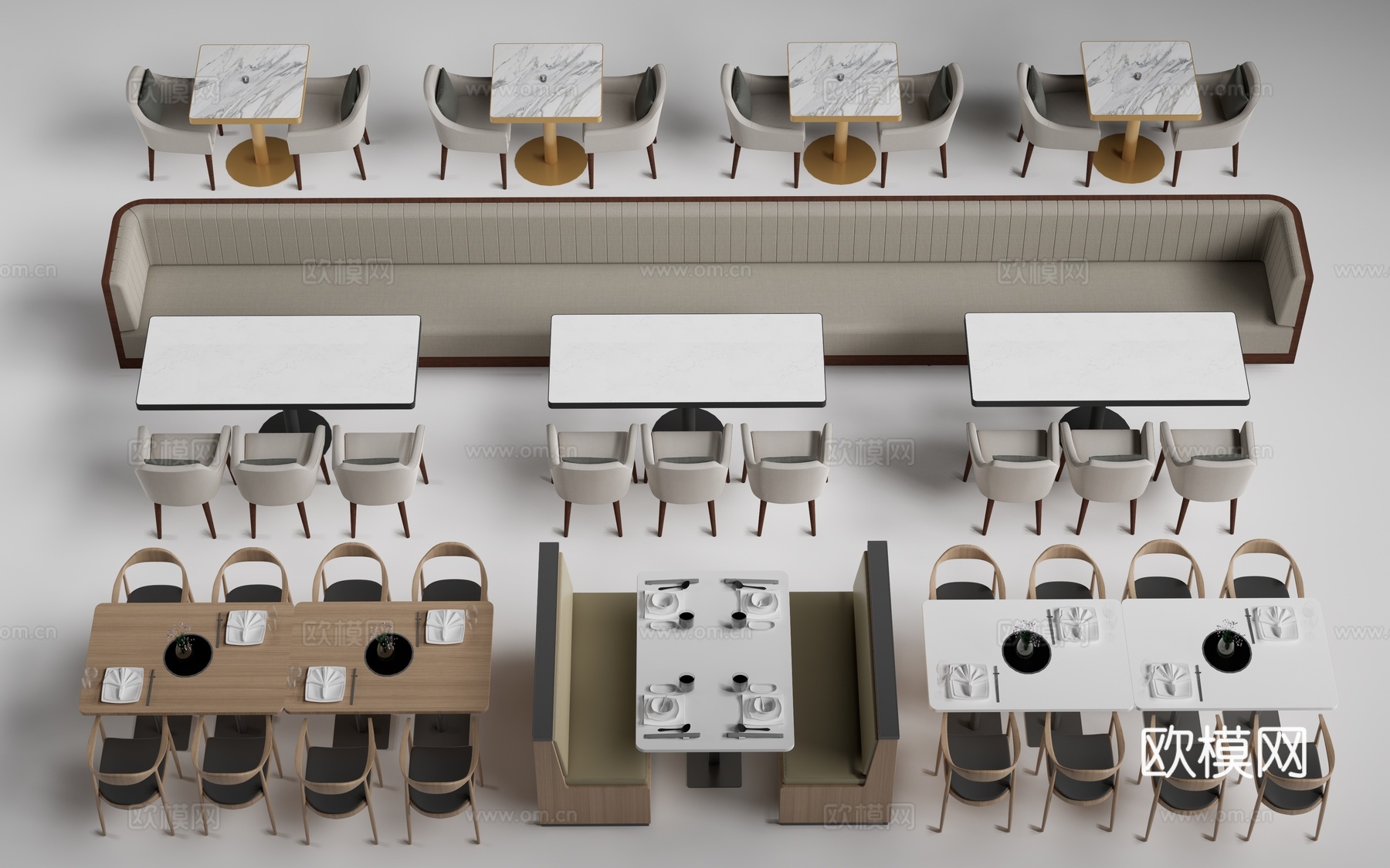 现代餐厅桌椅 餐饮桌椅 餐饮家具su模型