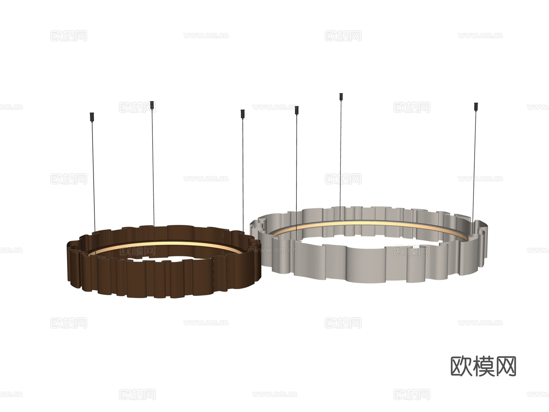 吊灯 金属吊灯 装饰灯具su模型下载（渲染图2）