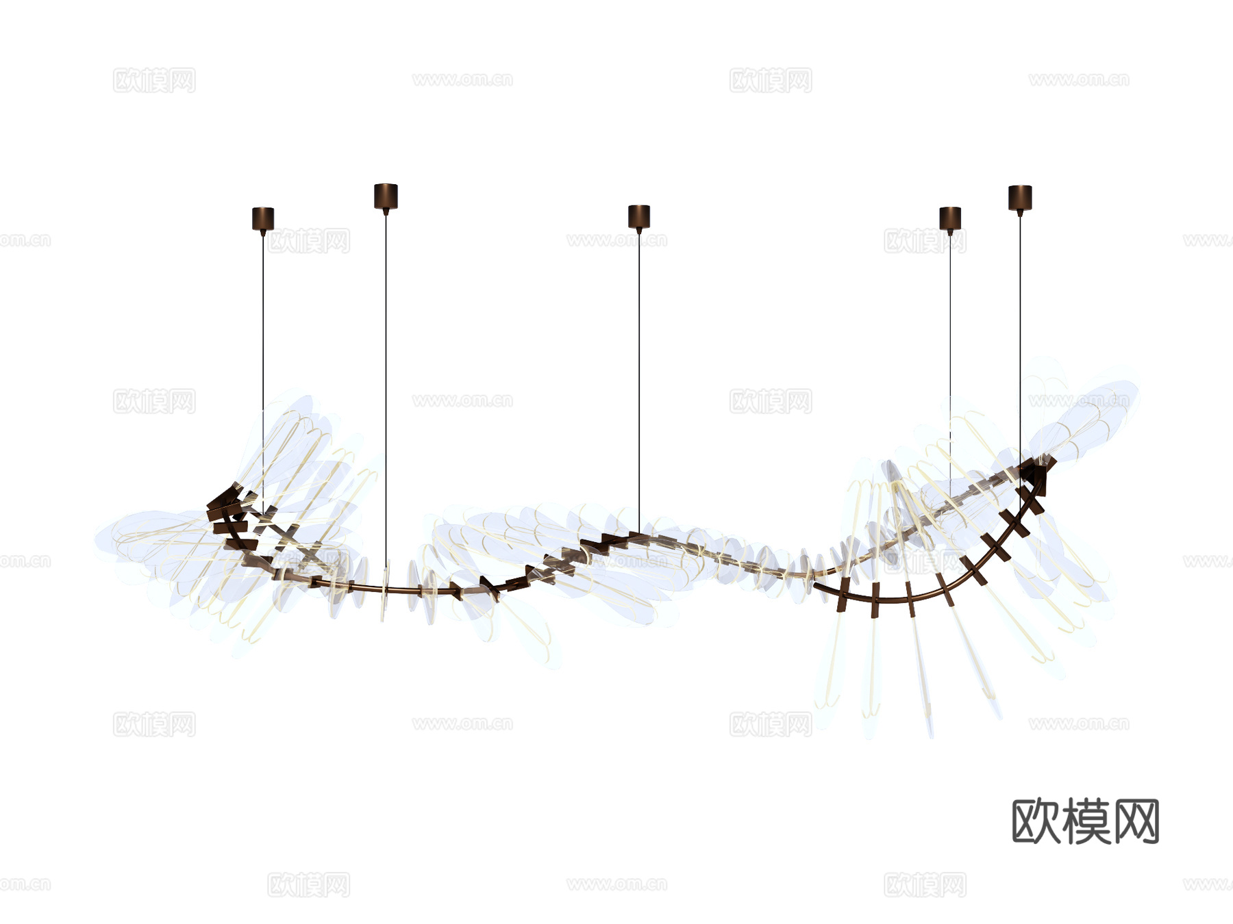 吊灯 水晶吊灯 金属吊灯 装饰灯具su模型下载（渲染图1）