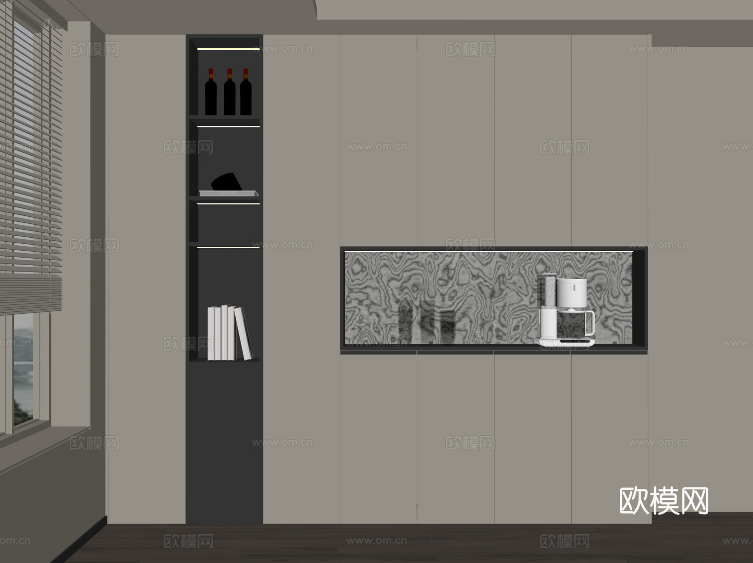 现代备餐柜su模型