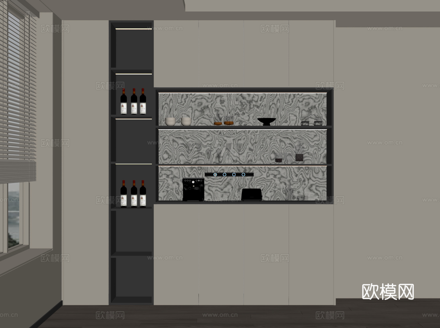现代备餐柜su模型