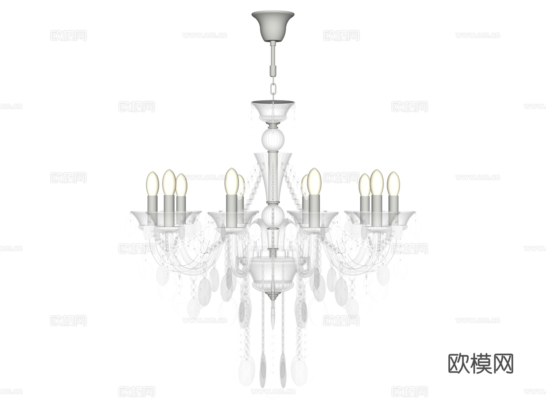 吊灯 水晶吊灯 金属吊灯 装饰灯具su模型下载（渲染图2）