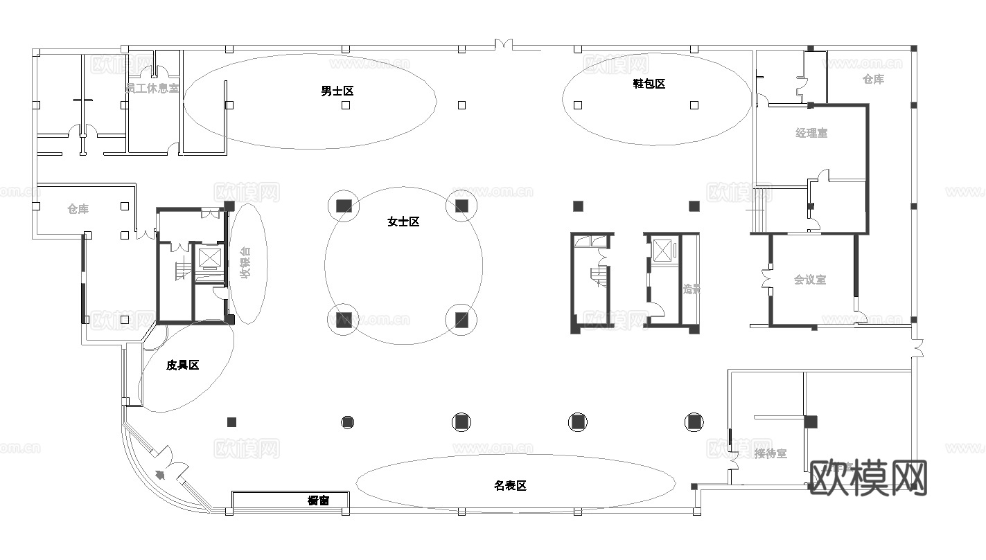 男装女装服装店 最新全套施工图设计cad施工图