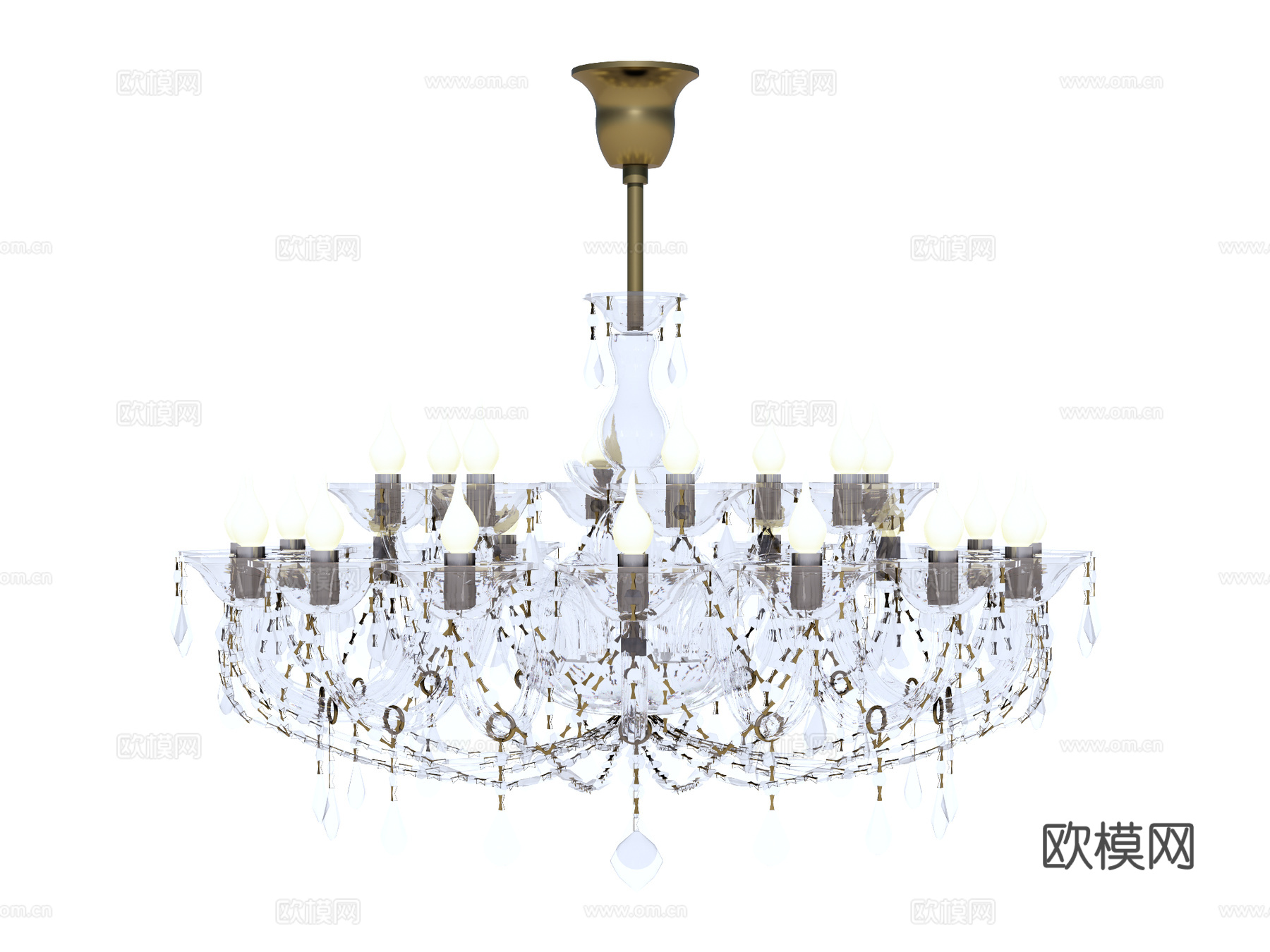 吊灯 水晶吊灯 金属吊灯 装饰灯具su模型下载（渲染图1）