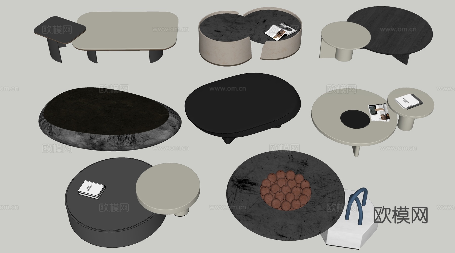 现代茶几 客厅茶几su模型