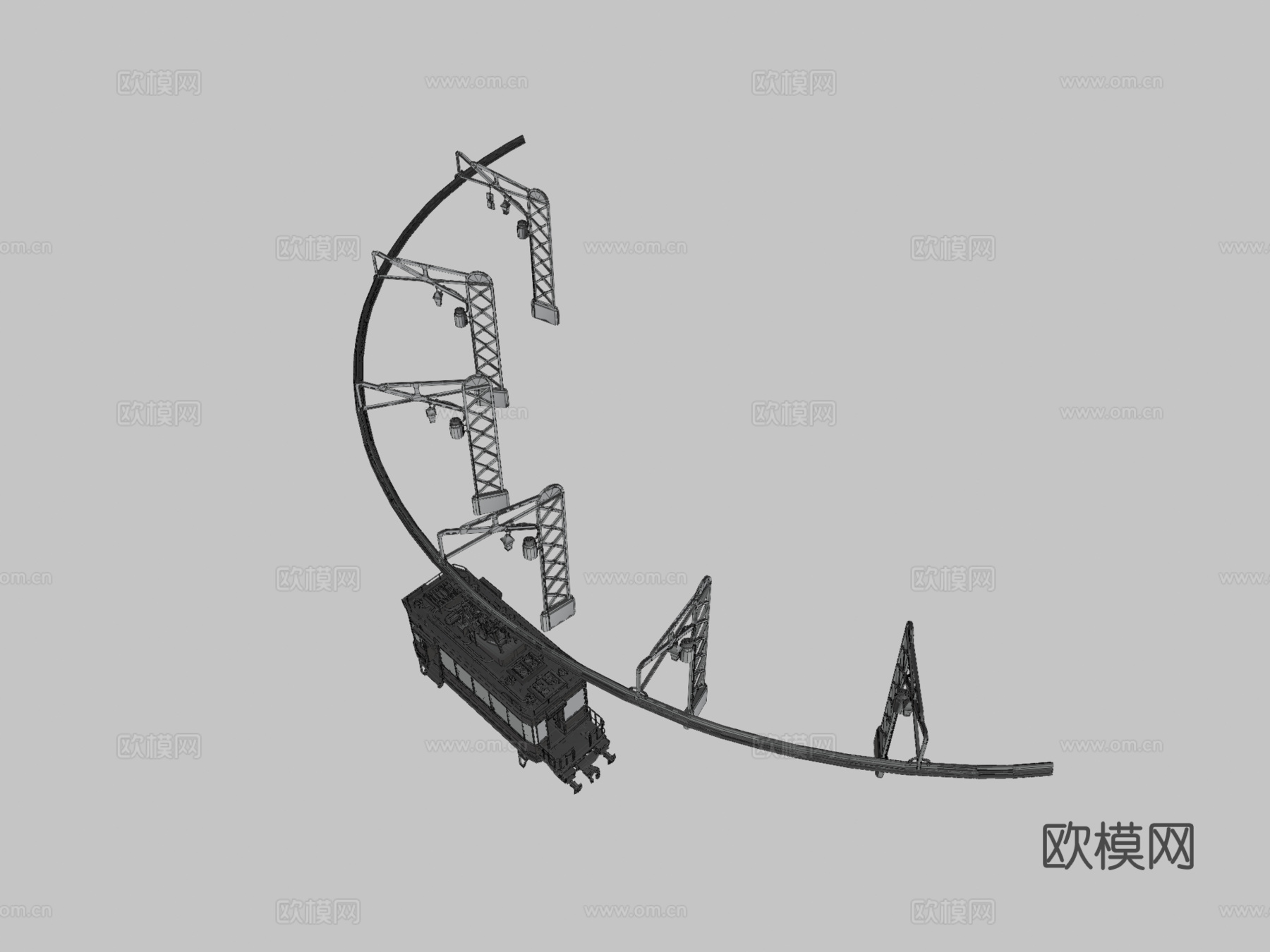 蒸汽朋克火车3d模型下载（渲染图3）