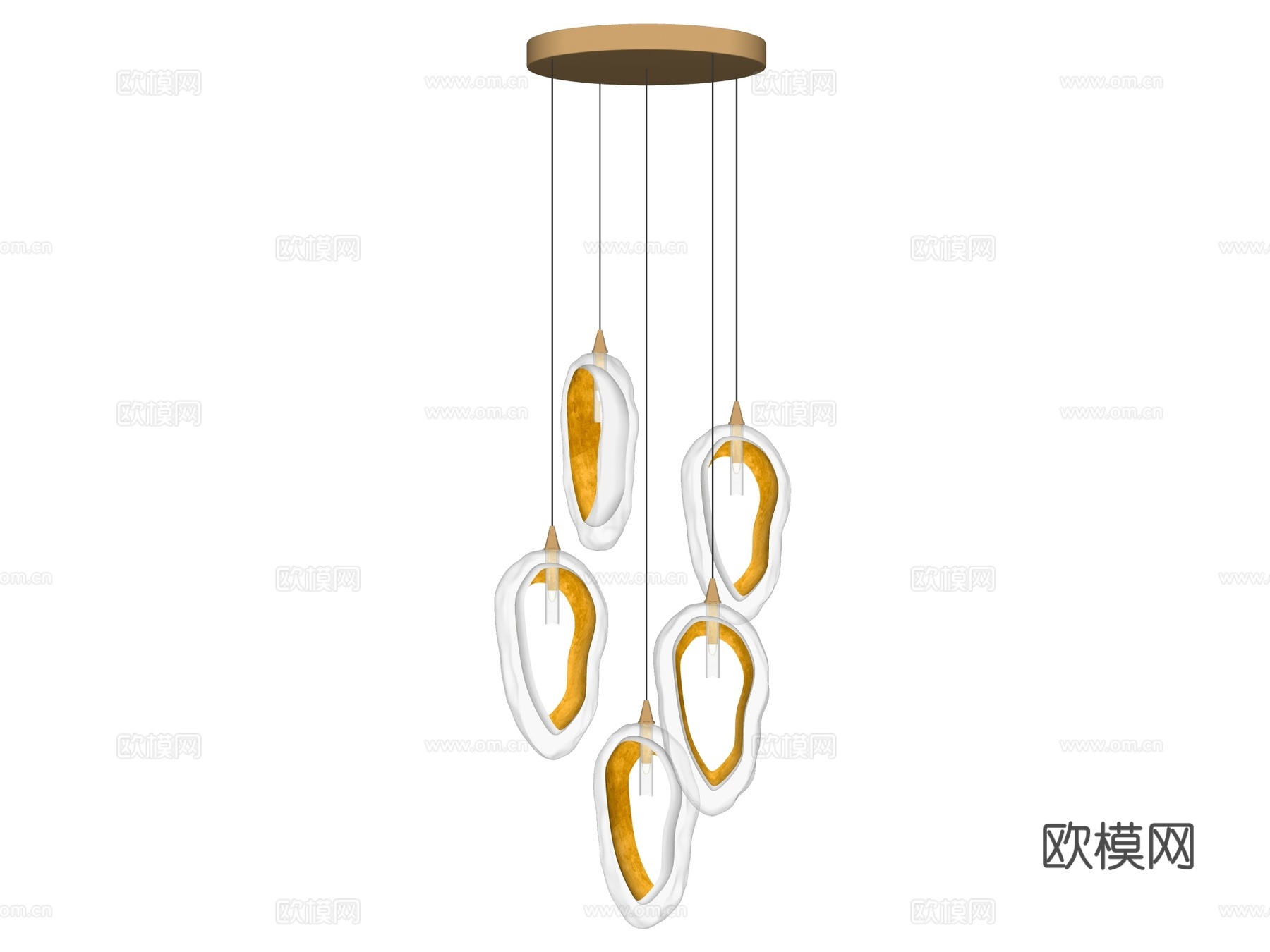 吊灯 水晶吊灯 金属吊灯 装饰灯具su模型下载（渲染图2）
