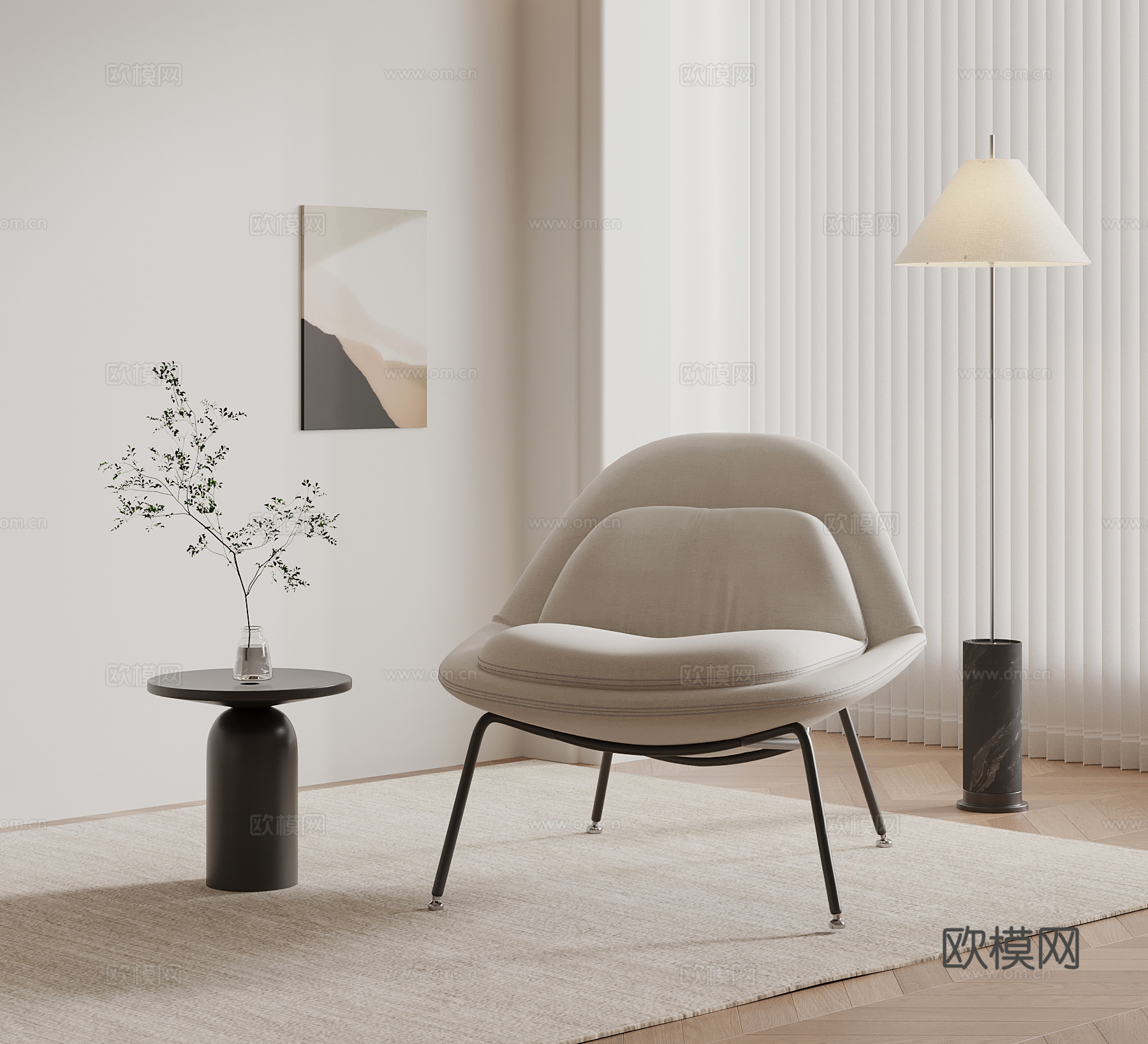 现代休闲椅 沙发椅su模型