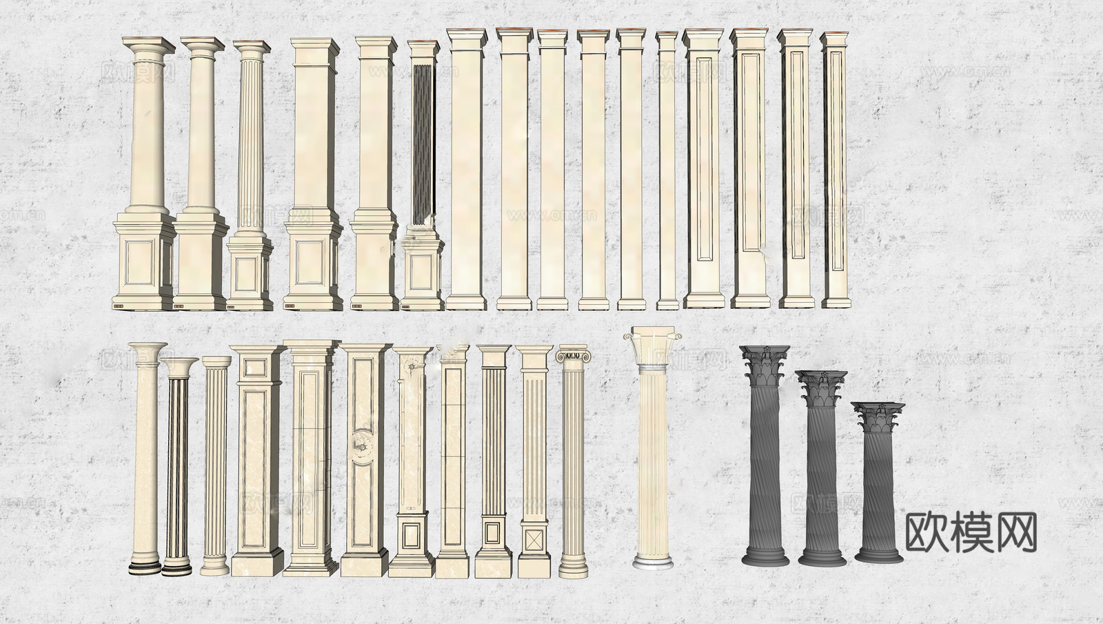 欧式构件su模型