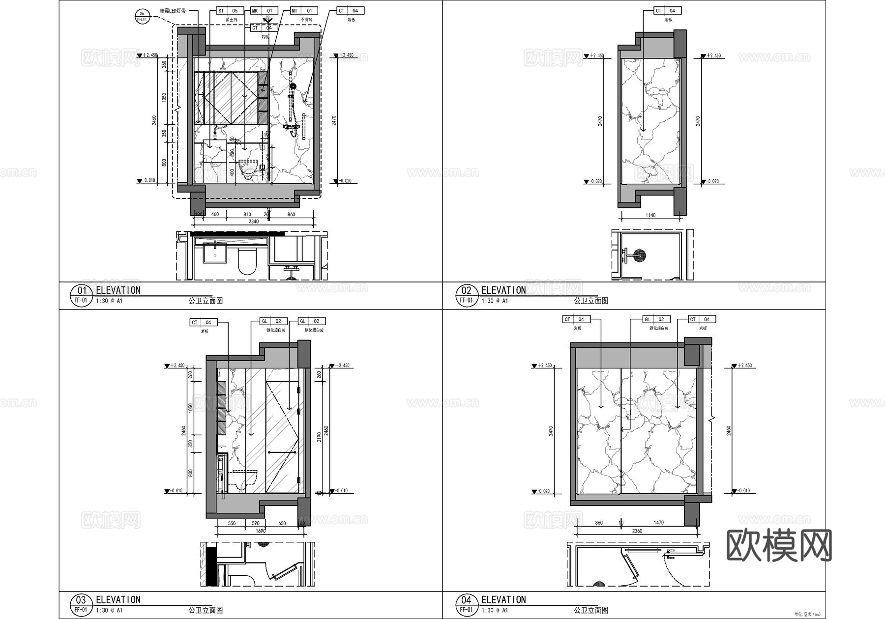 180㎡四居室大平层全套施工图   CAD家装施工图cad施工图