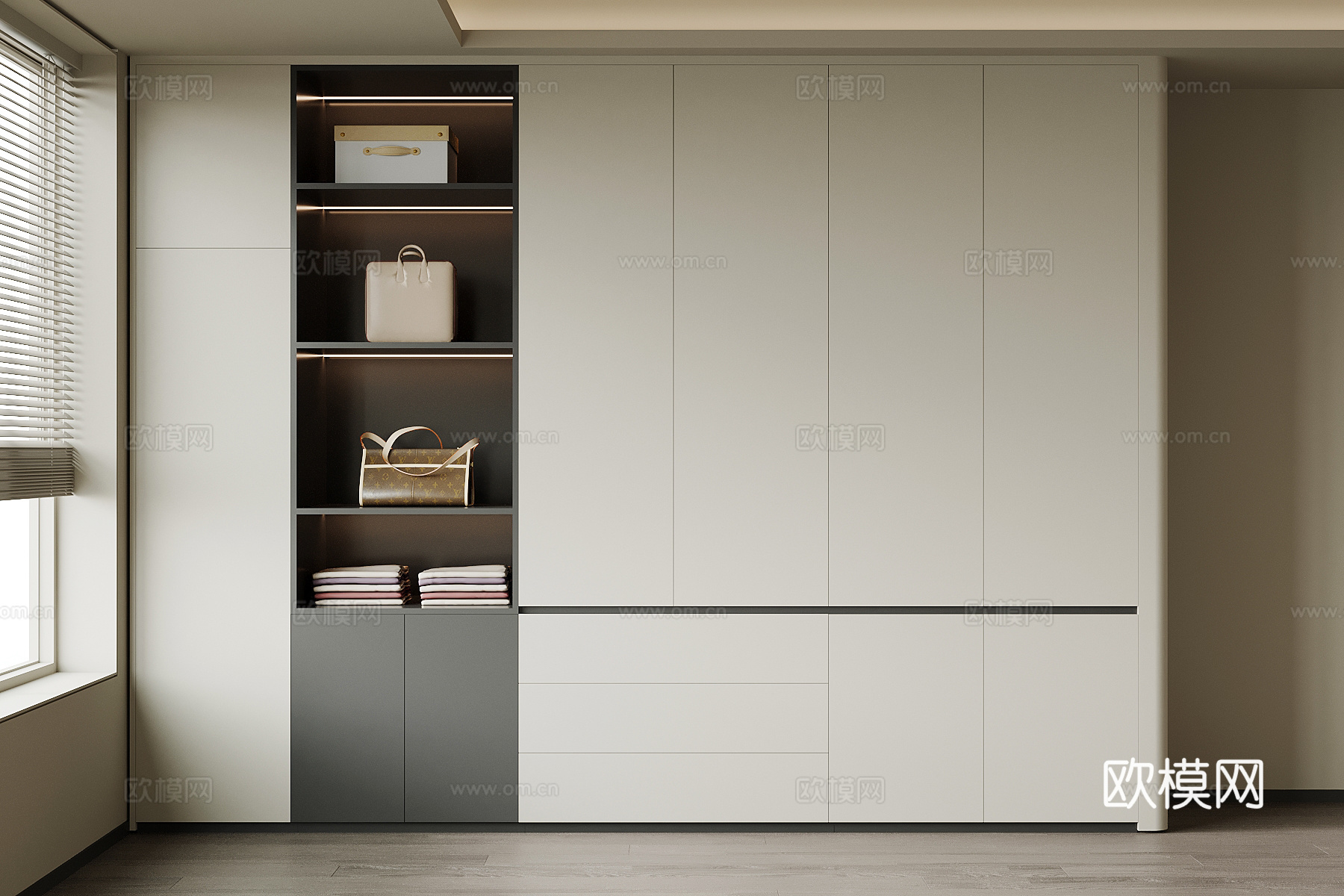 现代衣柜 通顶柜su模型