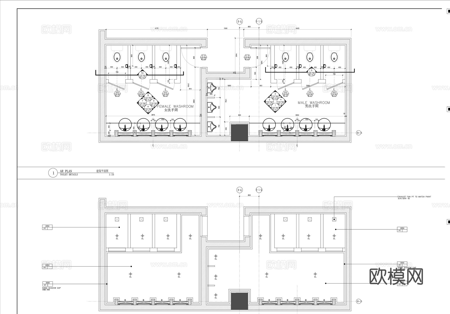 现代图书馆平面图cad施工图