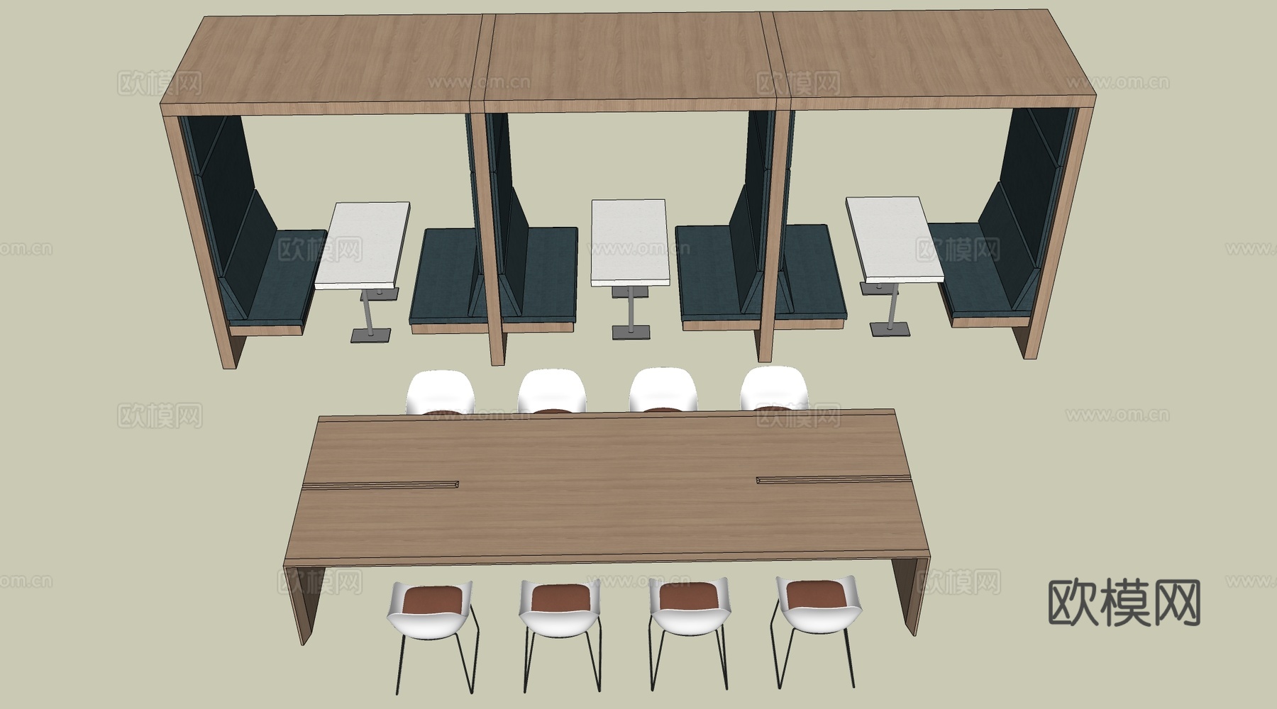 现代办公隔断 办公桌椅 长桌椅 会议桌椅su模型