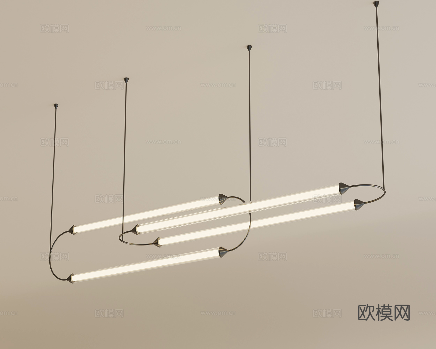 现代意式吊灯 长条吊灯 餐厅吊灯su模型