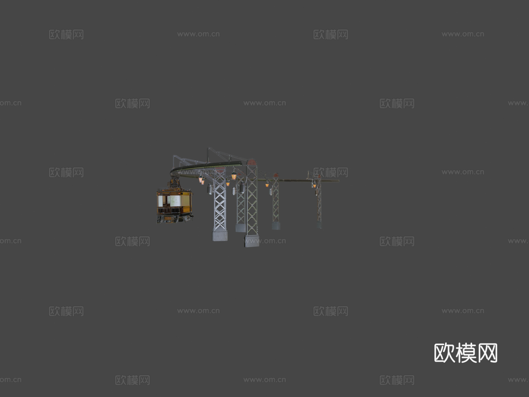 蒸汽朋克火车3d模型下载（渲染图7）