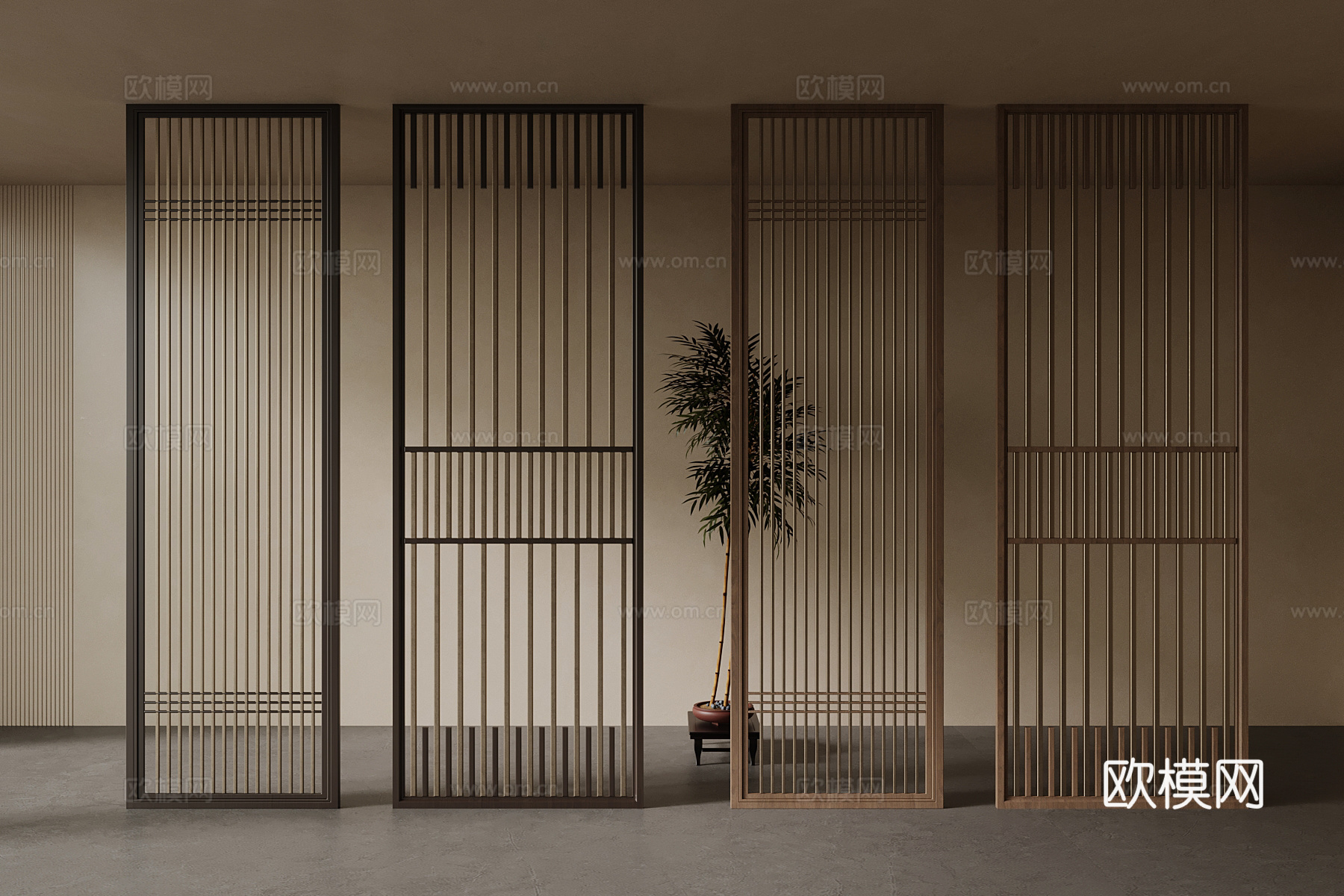 新中式隔断su模型