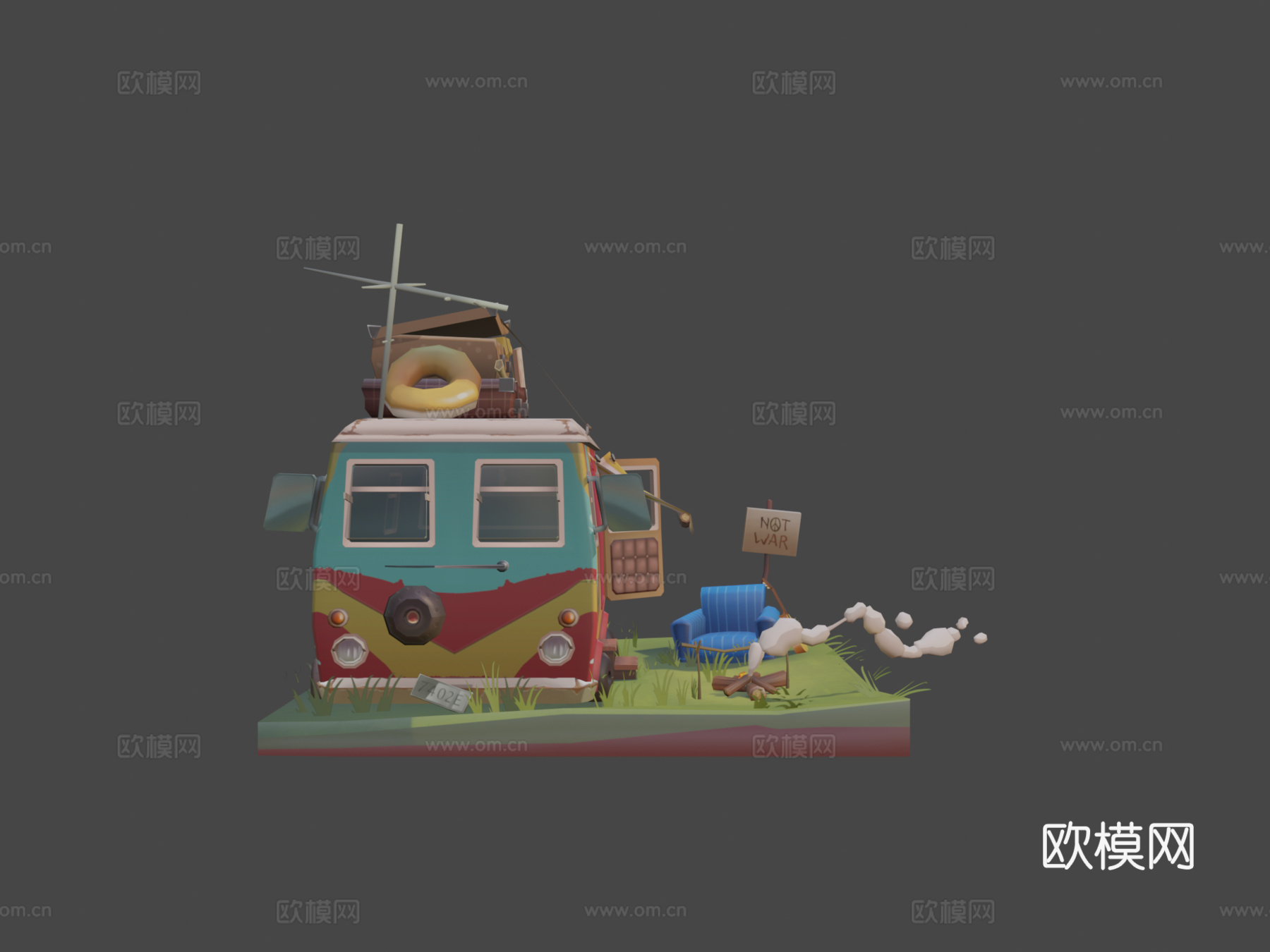 嬉皮士营地3d模型下载（渲染图5）